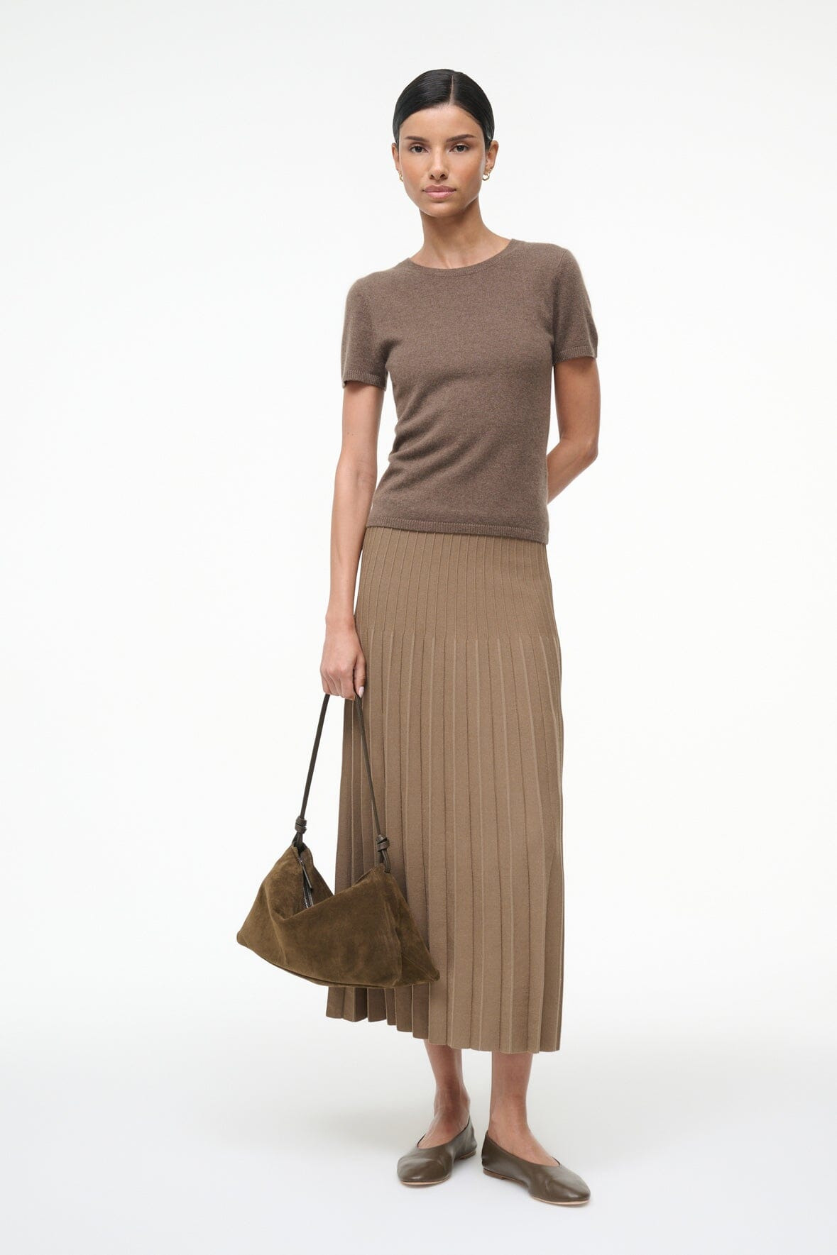 STAUD EASY CASHMERE TEE TRUFFLE - 5