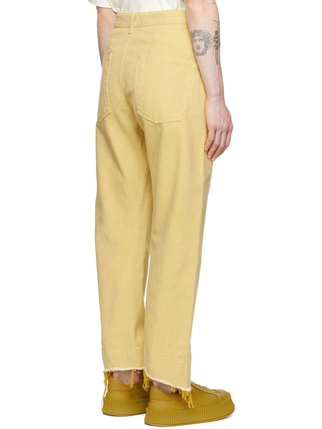 Yellow Raw-Cuff Jeans - 3