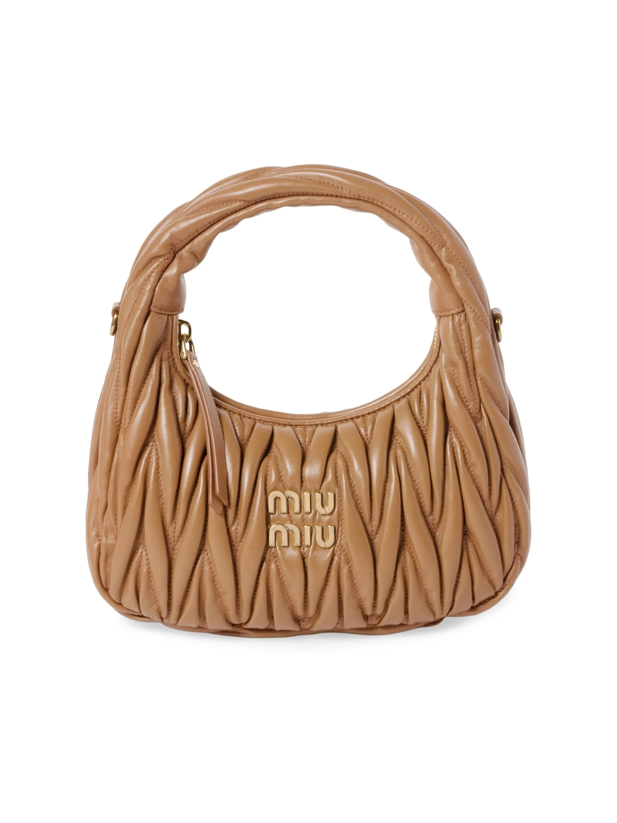 Women's Wander Matelassé Nappa Leather Hobo Bag - Light Brown - 1