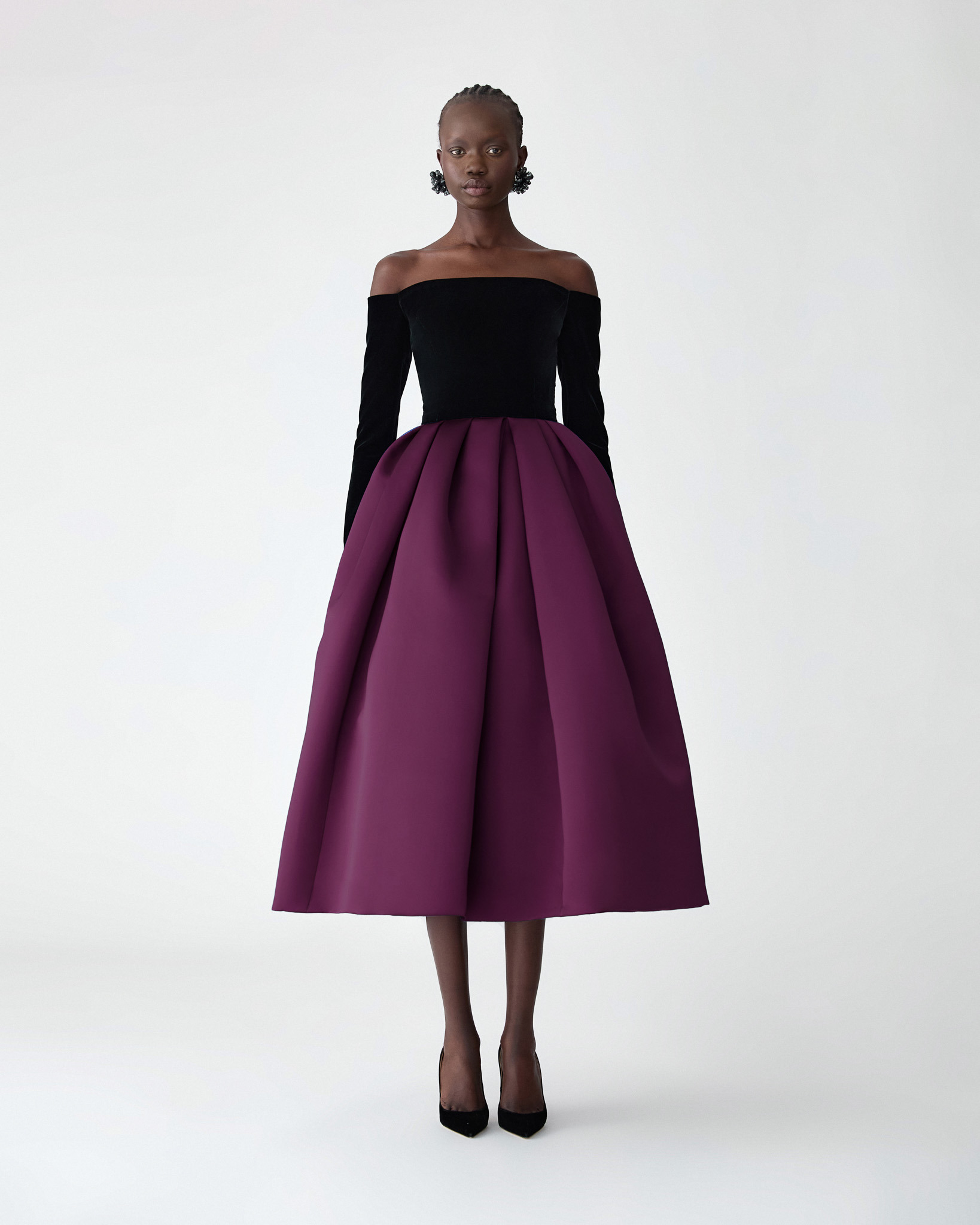 Off-The-Shoulder Combo Midi Dress - 4