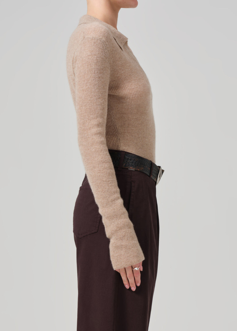 Simone Polo Sweater In Fawn 5
