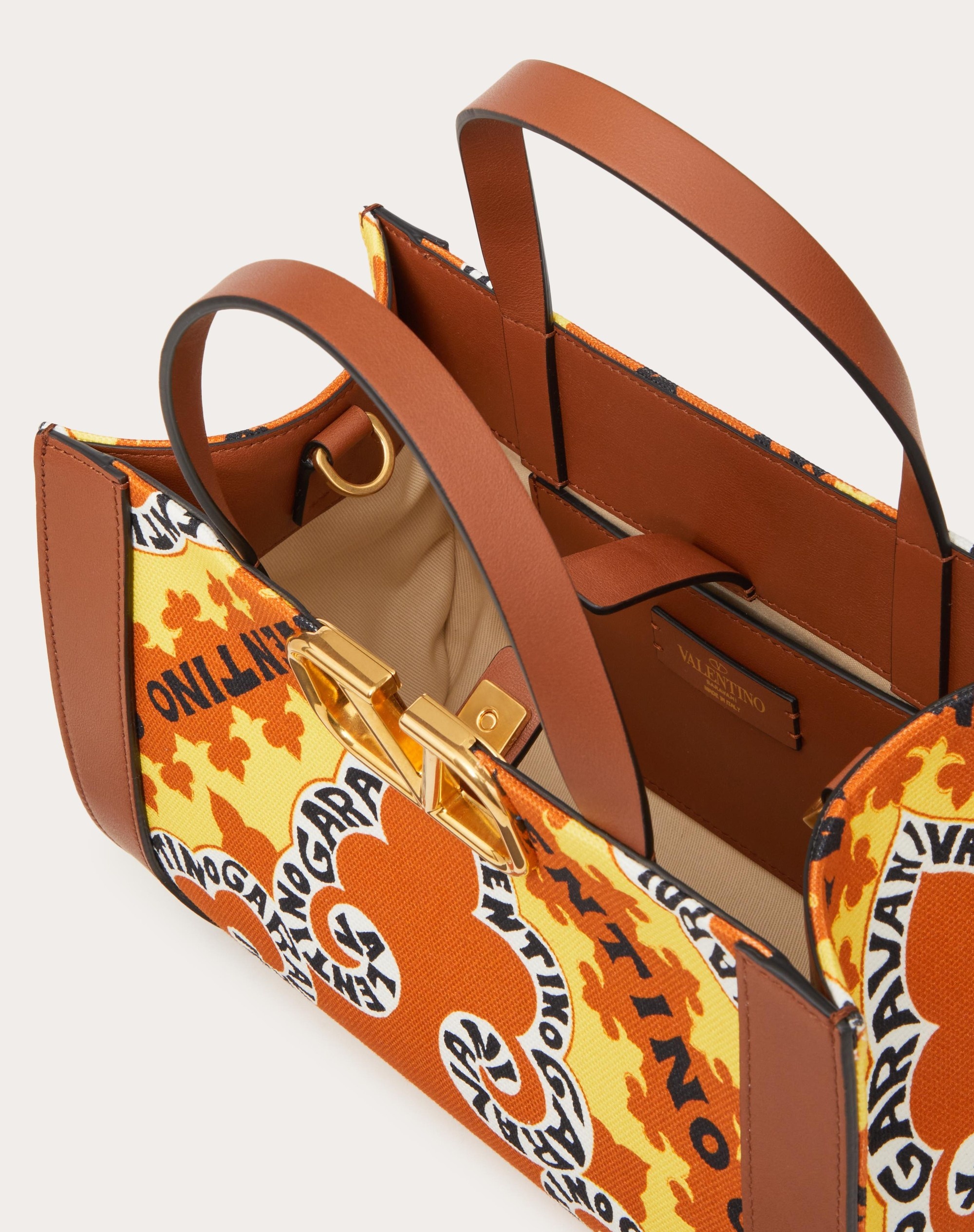 CANVAS VLOGO SIGNATURE HANDBAG WITH MINI BANDANA PRINT - 4