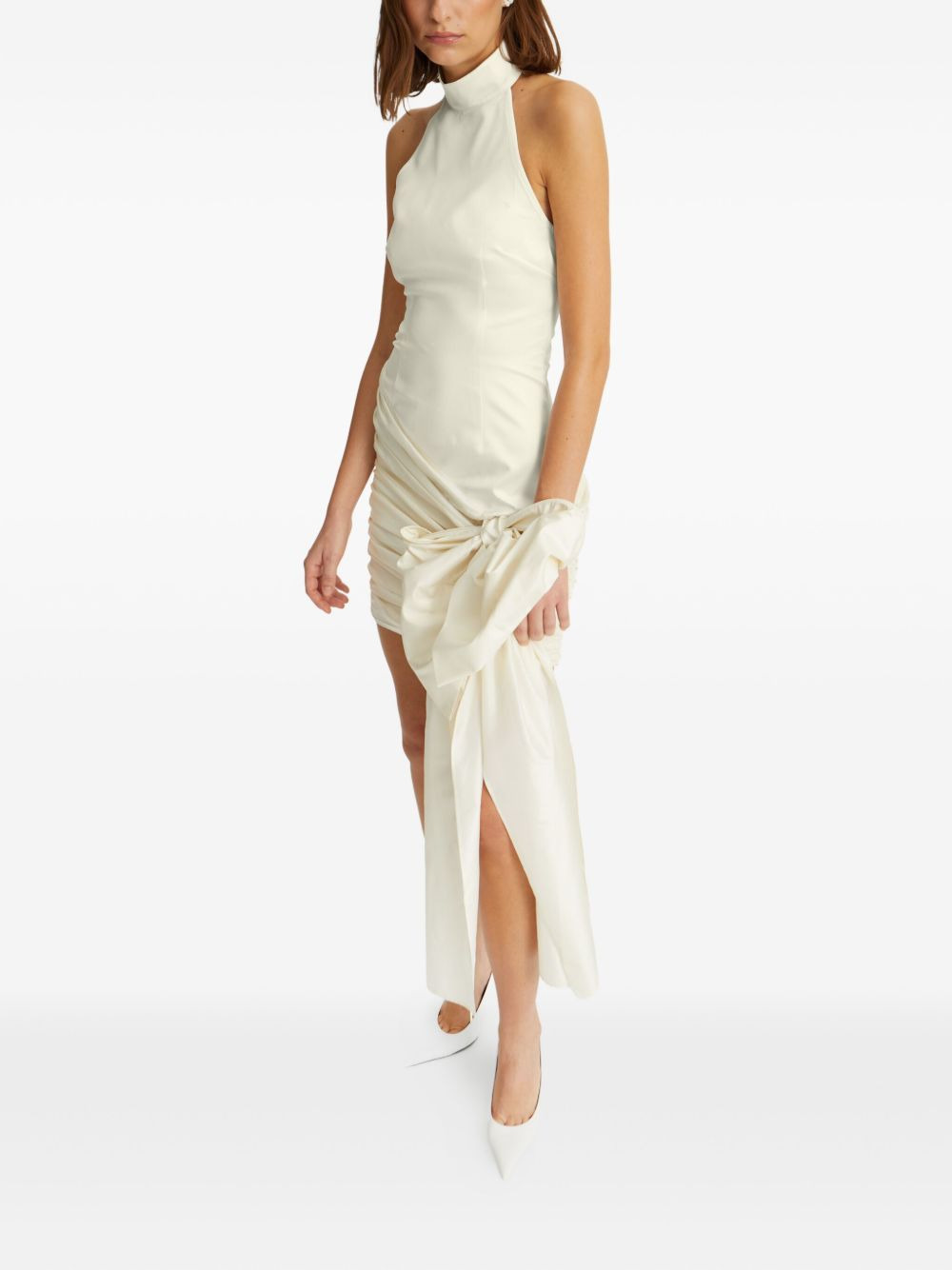 bow halterneck mini dress - 3