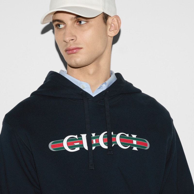 Printed cotton jersey hooded sweatshirt 5