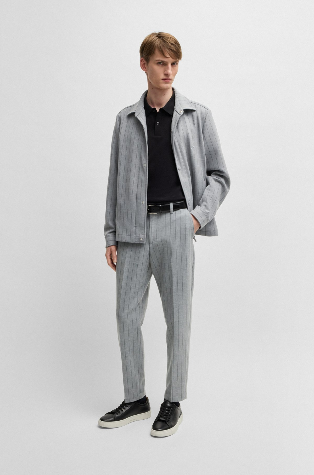 RELAXED-FIT OVERSHIRT WITH STRIPE AND SCRIPT LOGO - 3