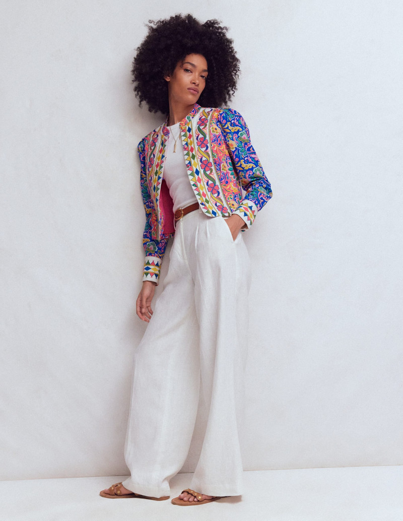 Printed Trim Jacket-Multi, Enchanting Bouquet 6