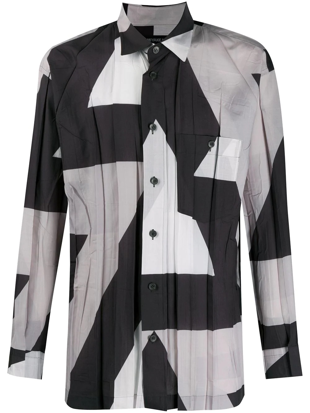 abstract-print pleated shirt - 1