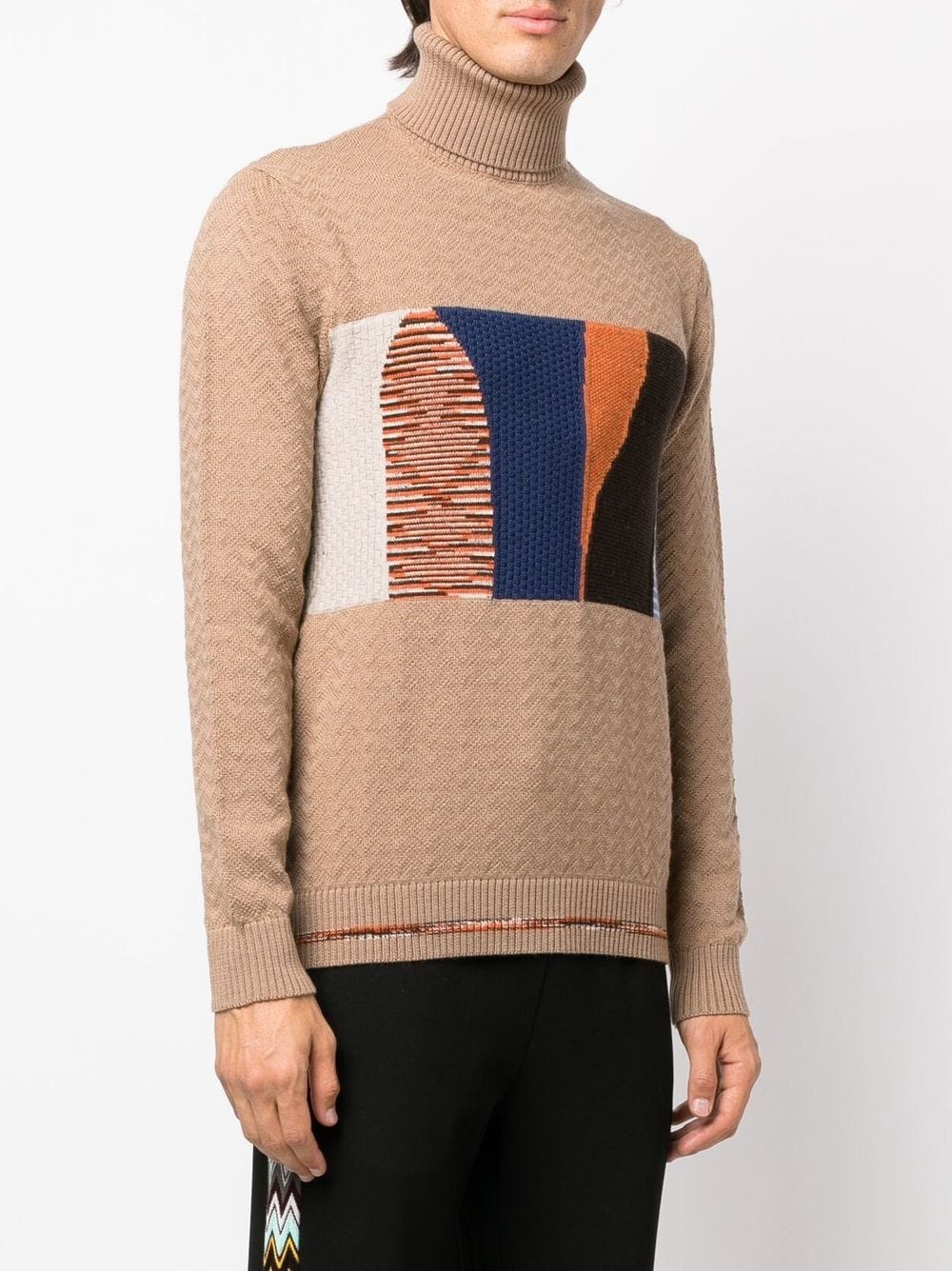 zig-zag textured-knit roll-neck jumper - 3