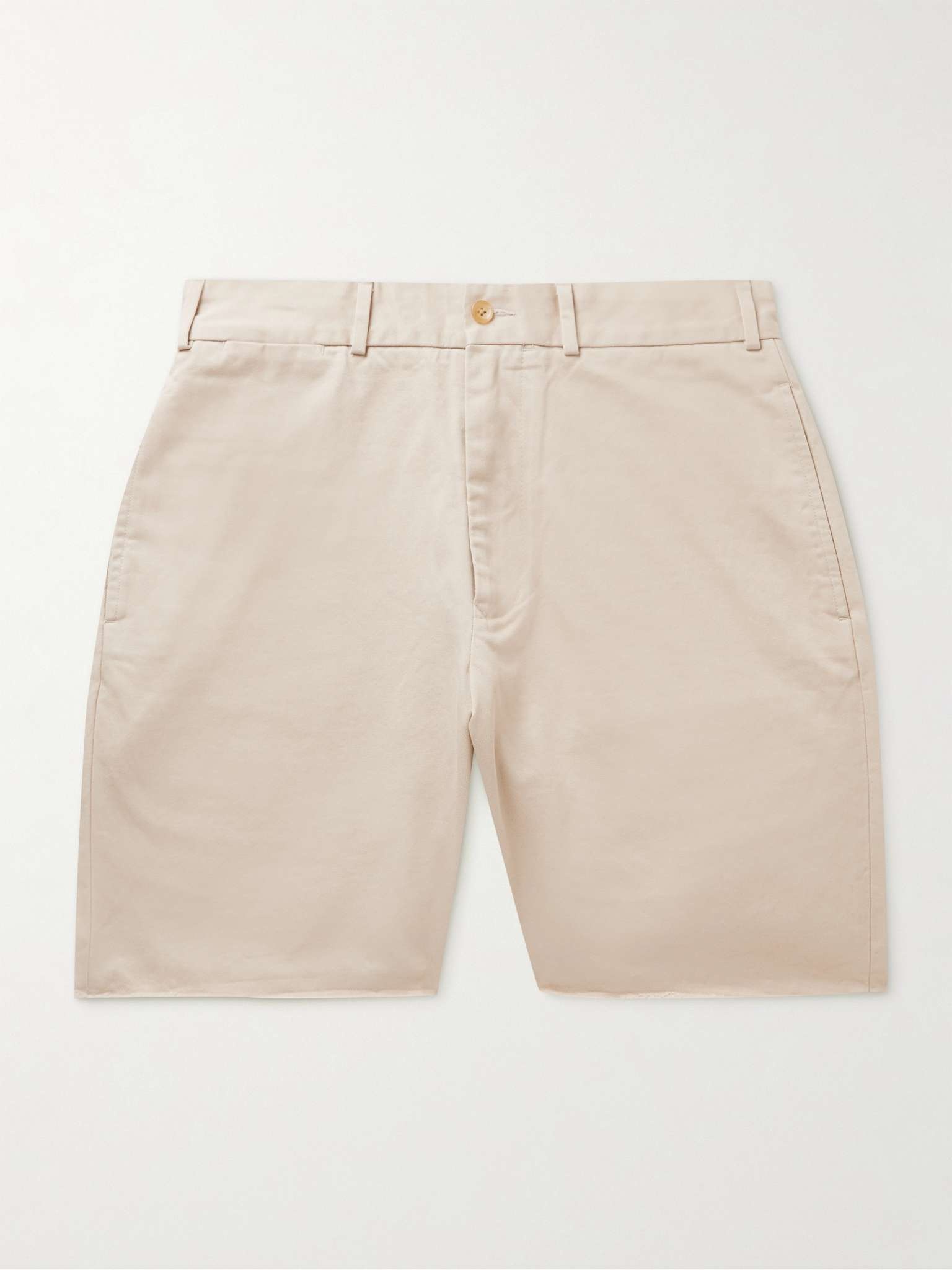 Wide-Leg Distressed Cotton-Gabardine Bermuda Shorts - 1
