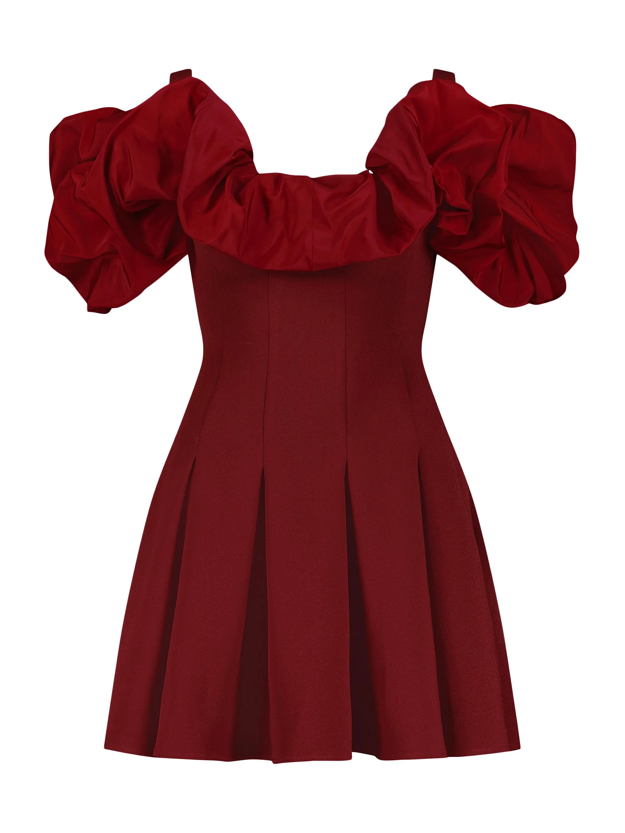 Women's Crepe Faille Godet-Hem Minidress - Oxblood - 1