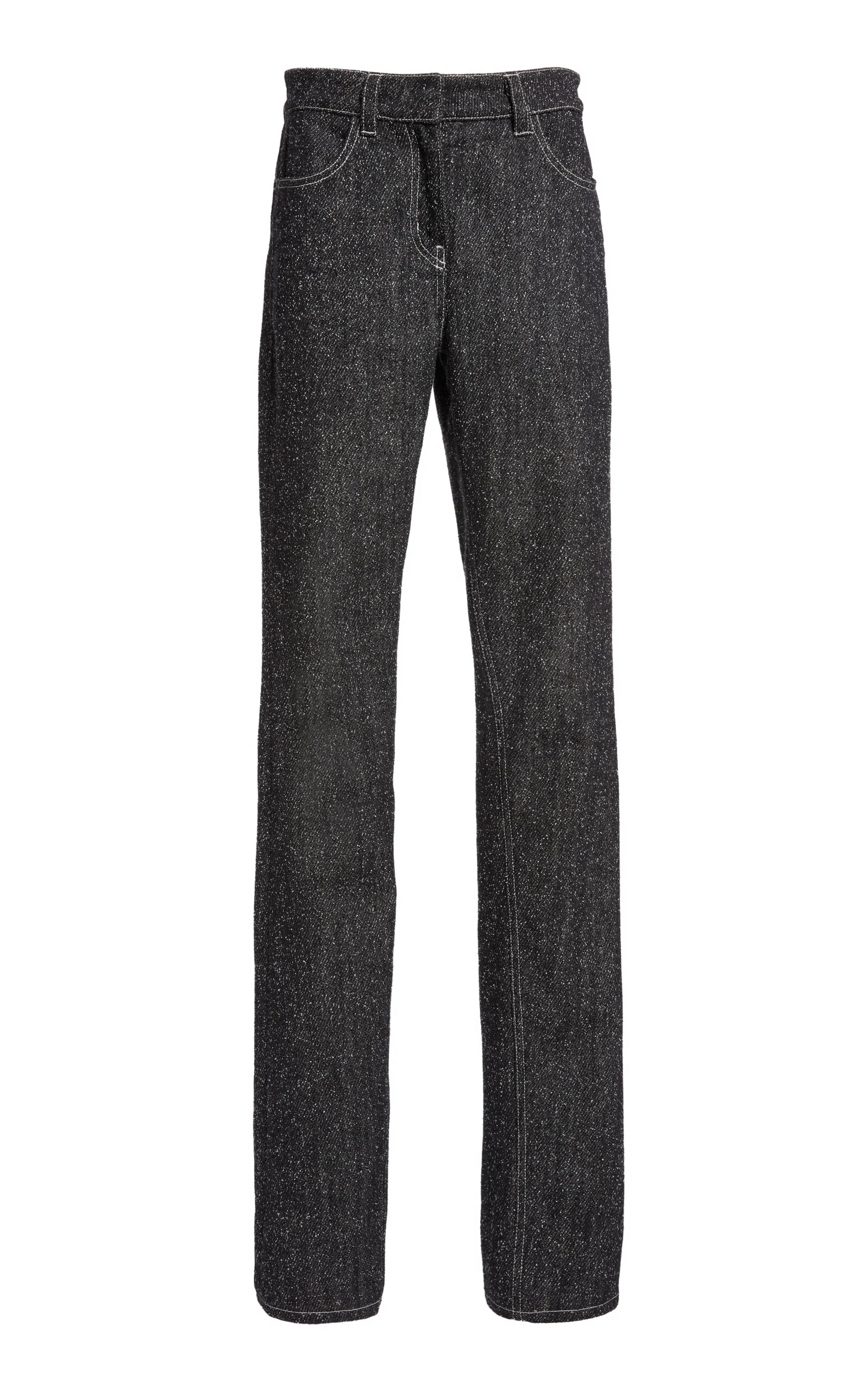 Snap Denim Tweed Straight-Leg Jeans - 1
