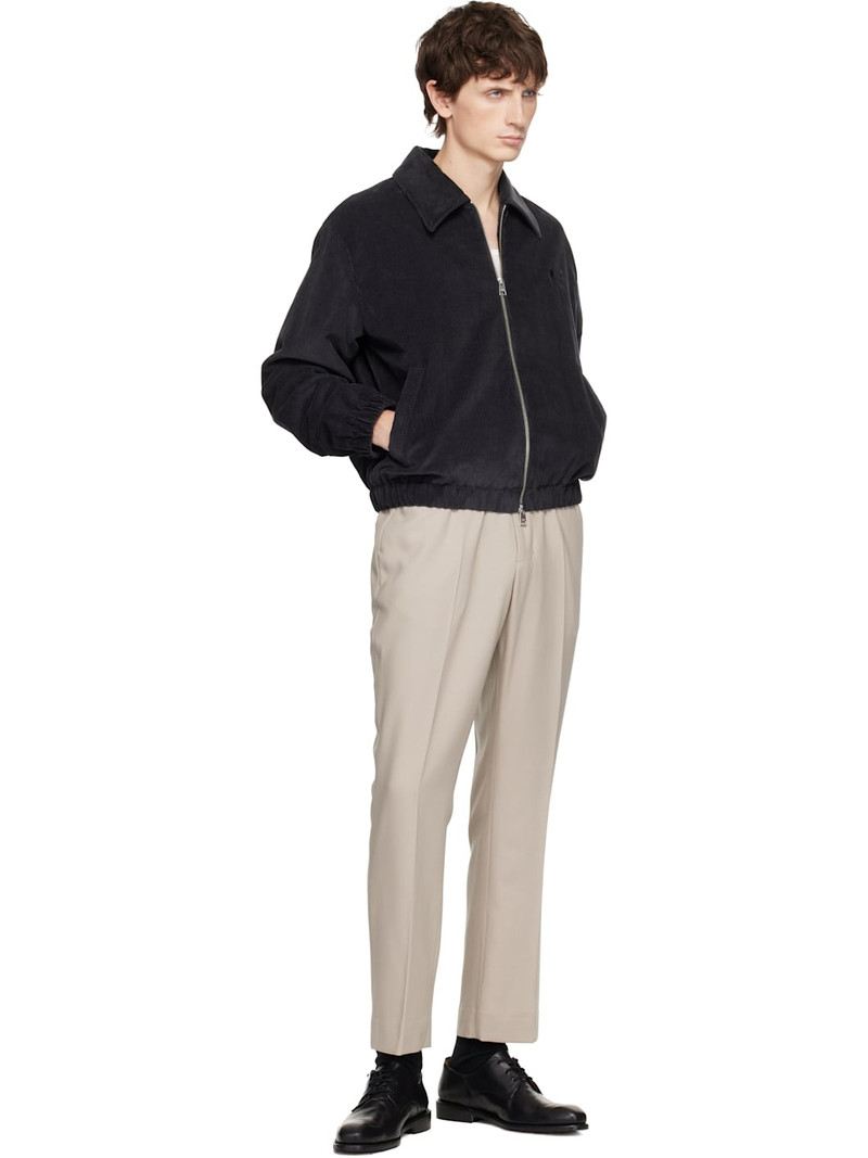 AMI Paris Gray Cotton Ami De Coeur Padded Zipped Jacket outlook