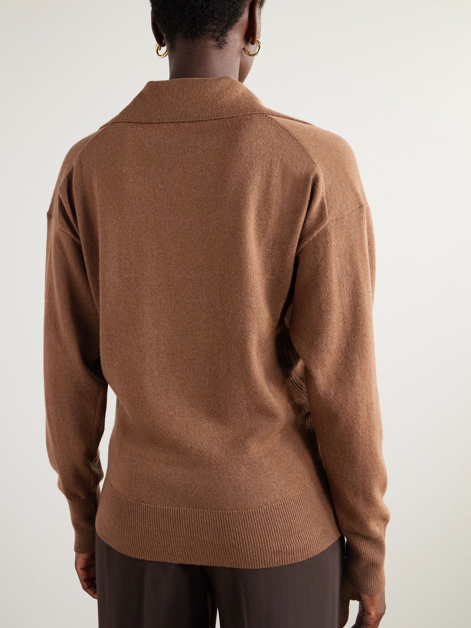 Cashmere polo sweater Tan - 4