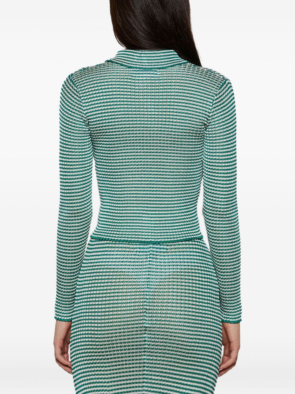 micro-stripe long-sleeve cardigan - 5