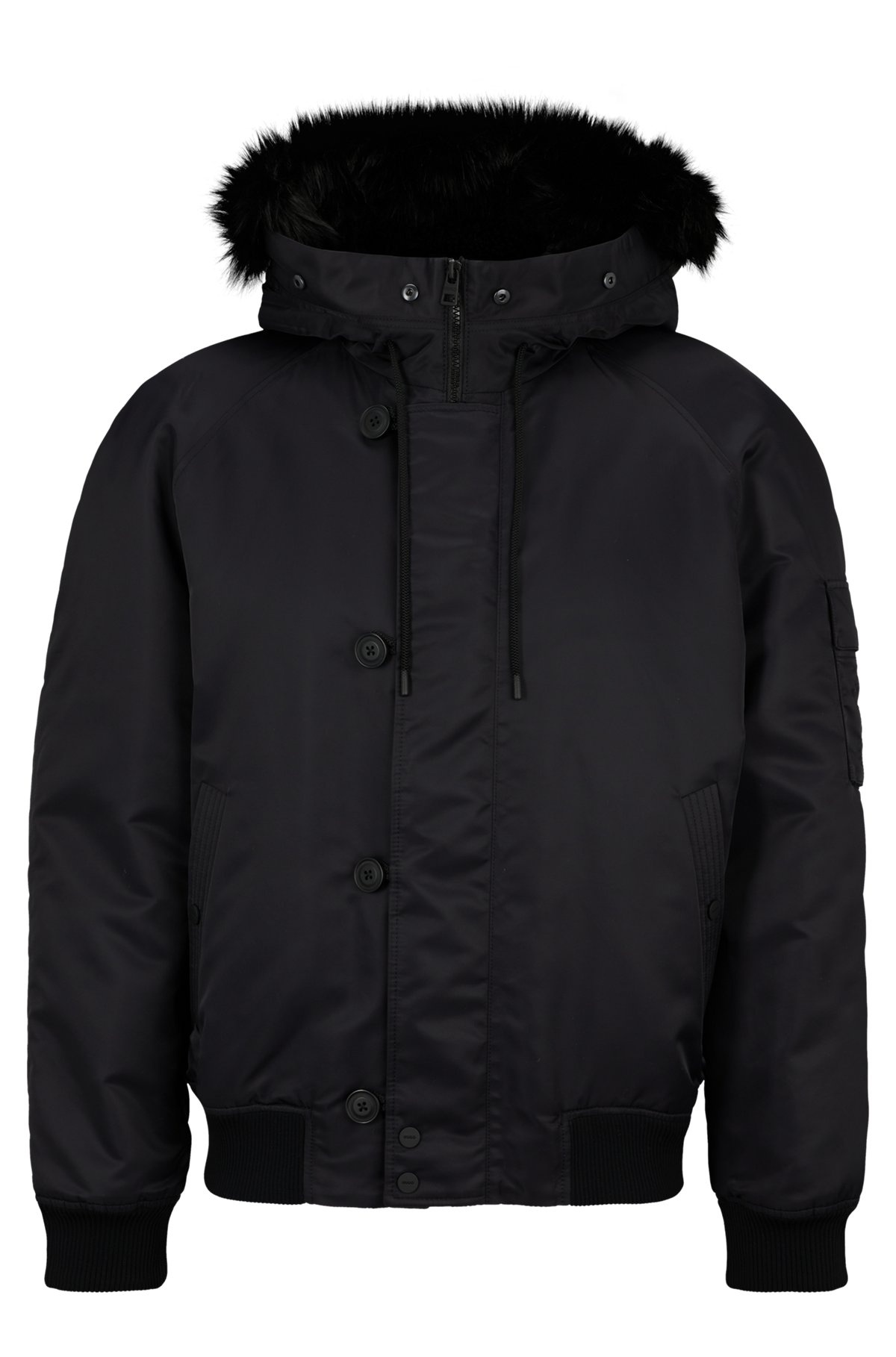 WATER-REPELLENT PADDED JACKET WITH FAUX-FUR HOOD LINING - 1