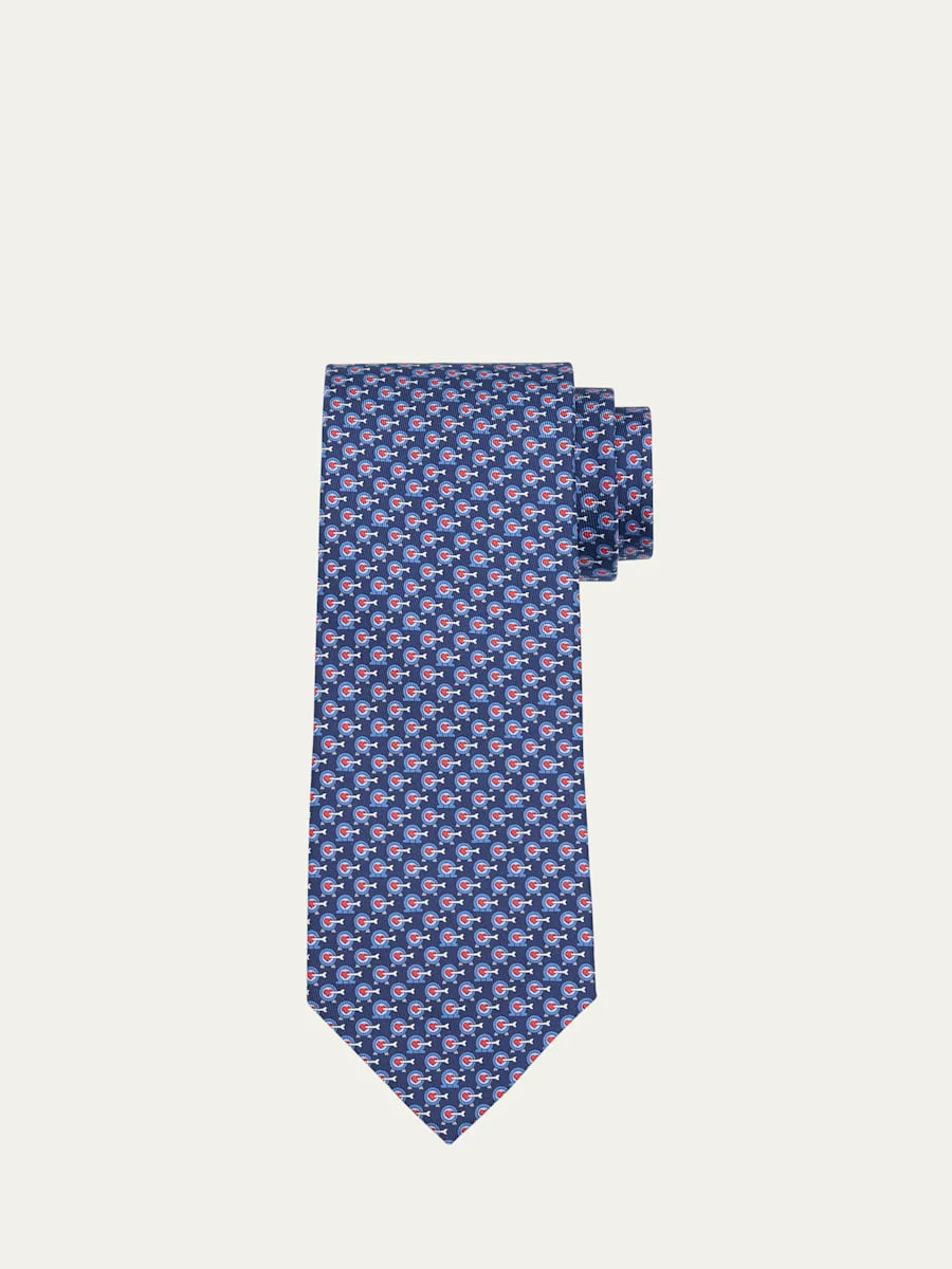 Men's Bullseye-Print Silk Tie - 1
