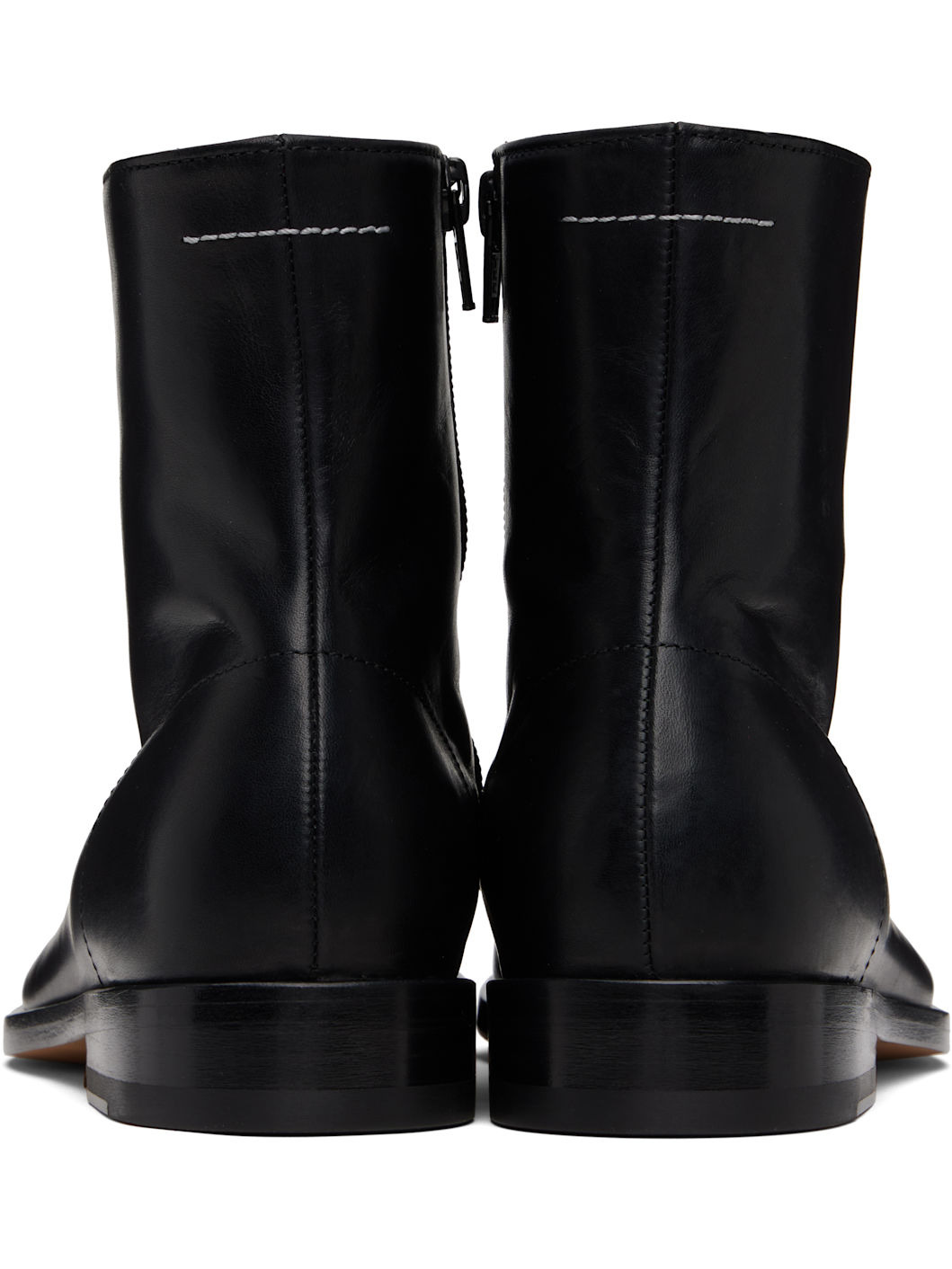Black Shiny Vegetable Tanned Leather Trunk Boots - 2