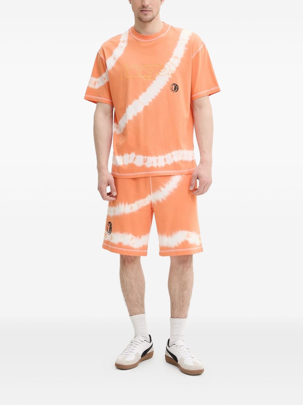 logo-print tie-dye track shorts - 2
