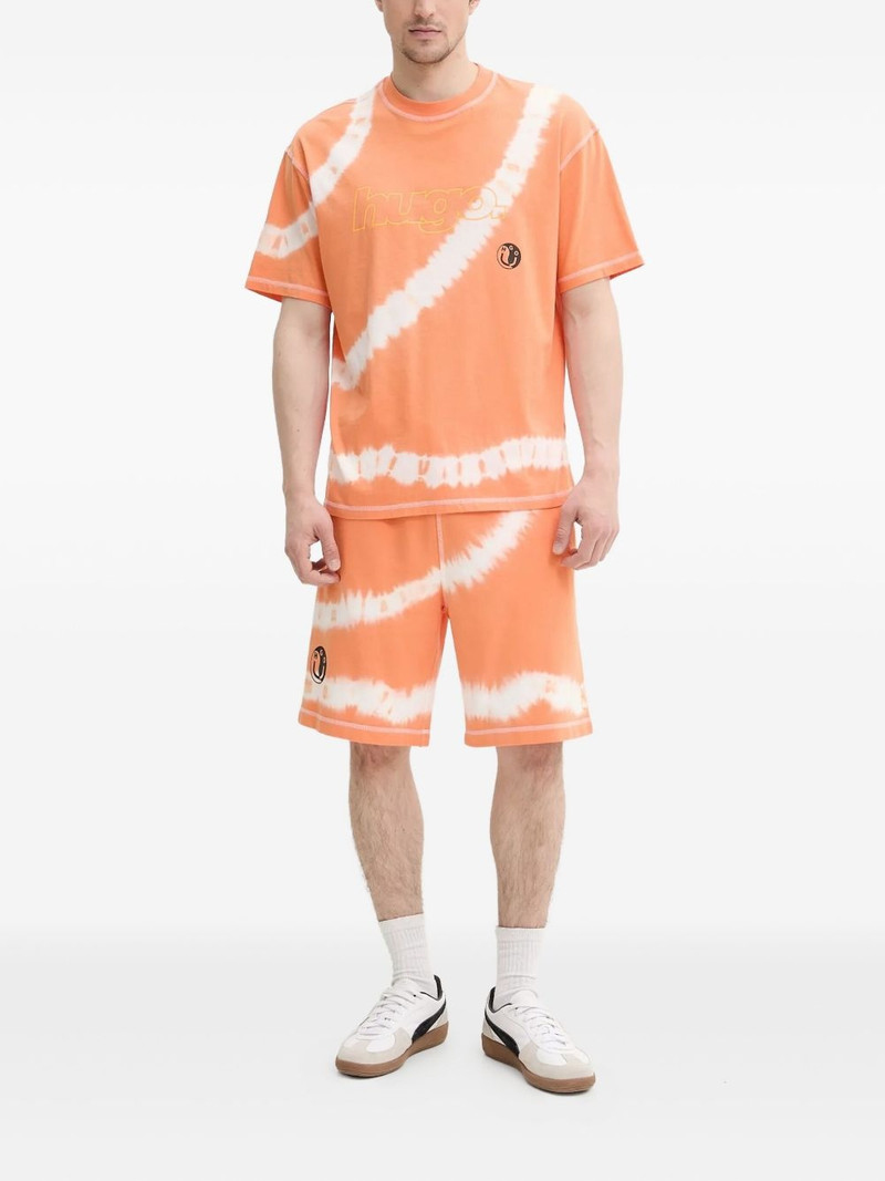 HUGO logo-print tie-dye track shorts outlook