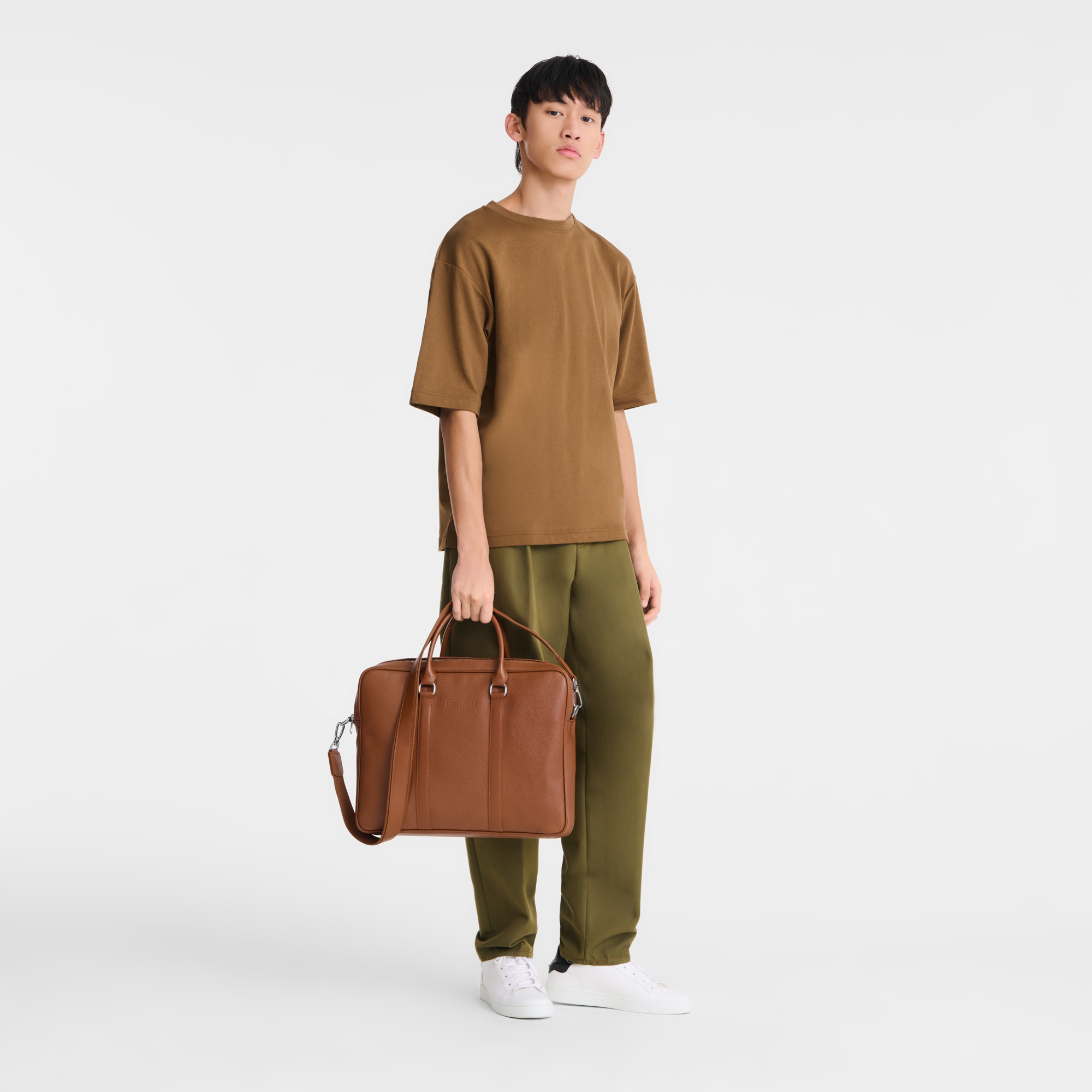 Le Foulonné M Briefcase Caramel - Leather - 2