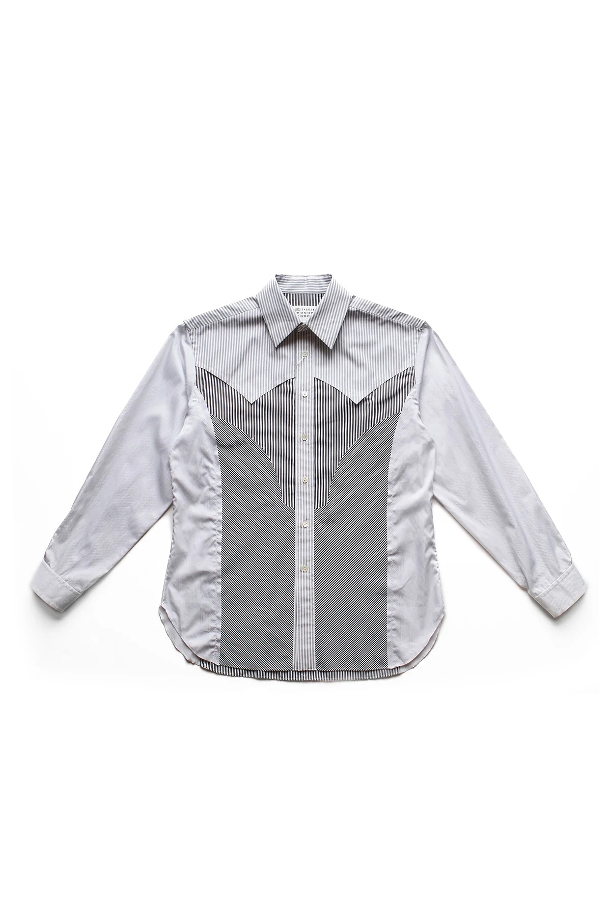 Maison Margiela Patchwork Striped Button Down Shirt Black - 1