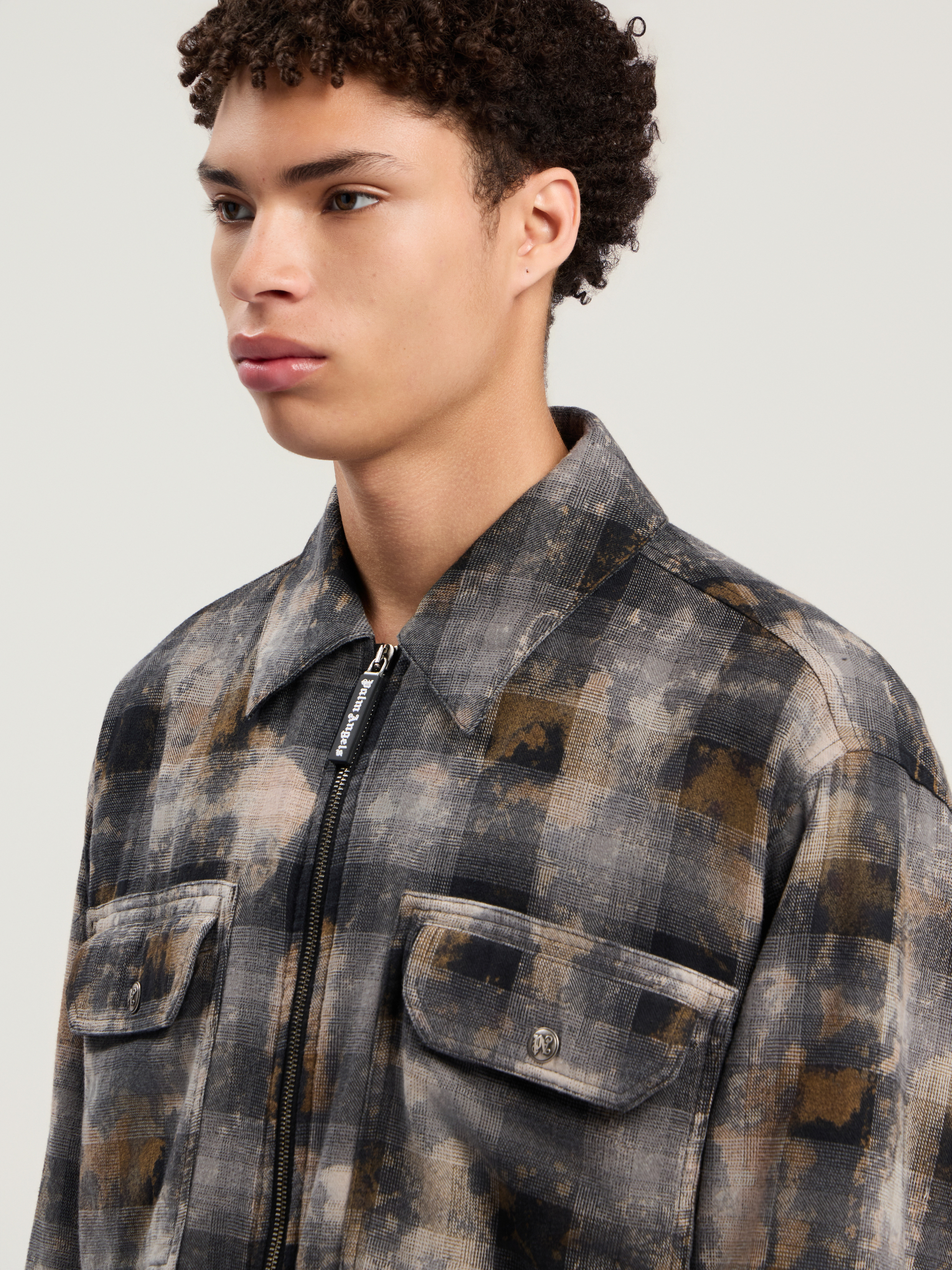 Curved Logo Check Overshirt - 6