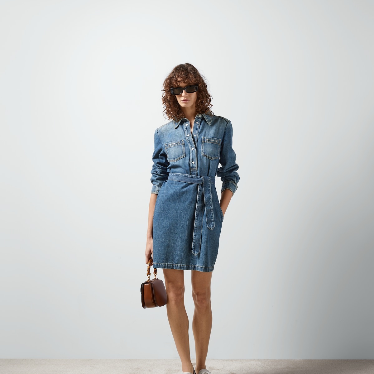 Organic denim dress with Horsebit - 5