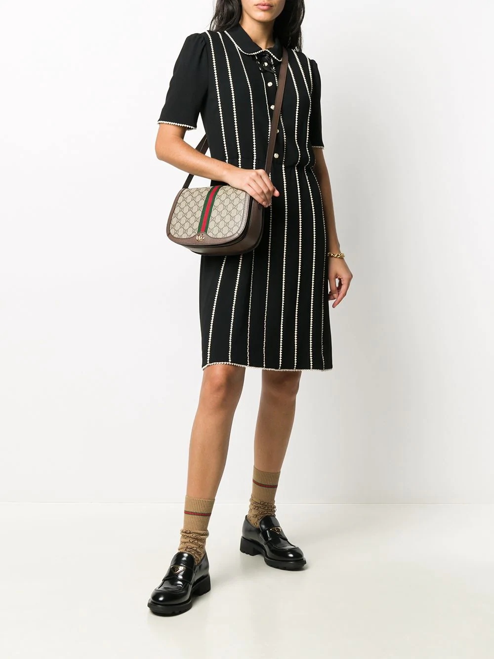 striped short-sleeve dress - 2