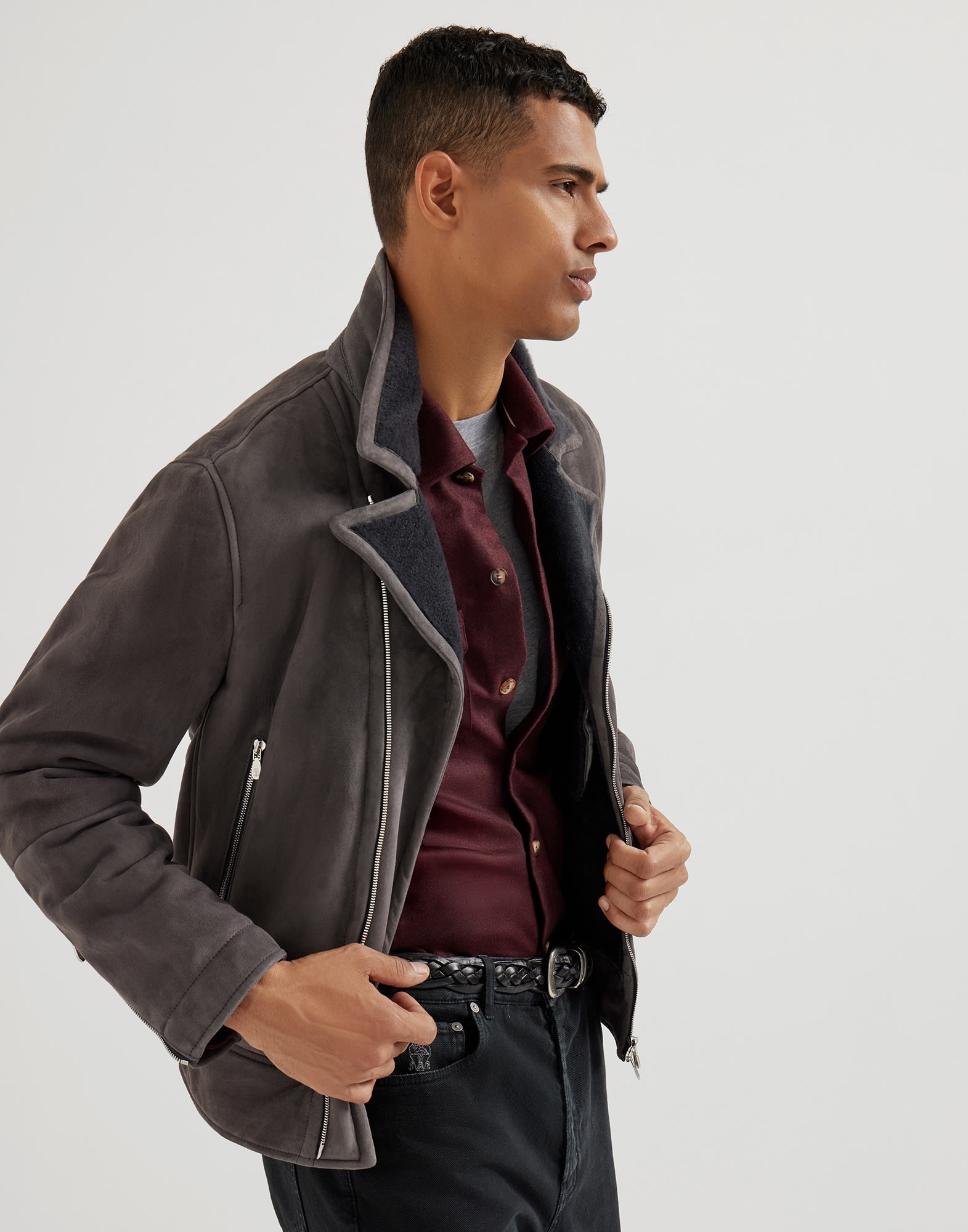 Virgin wool flannel overshirt with chest pockets - 4
