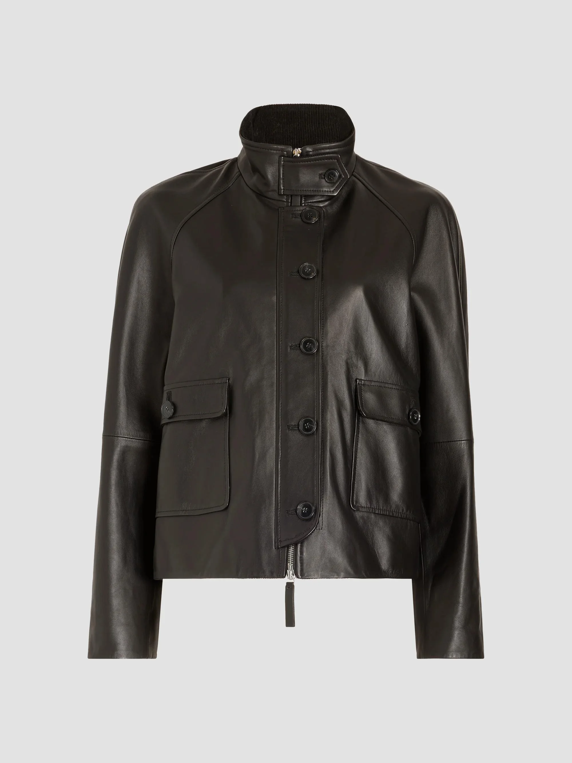 Women's Gio Leather Stand-Collar Jacket - Coffee - 1