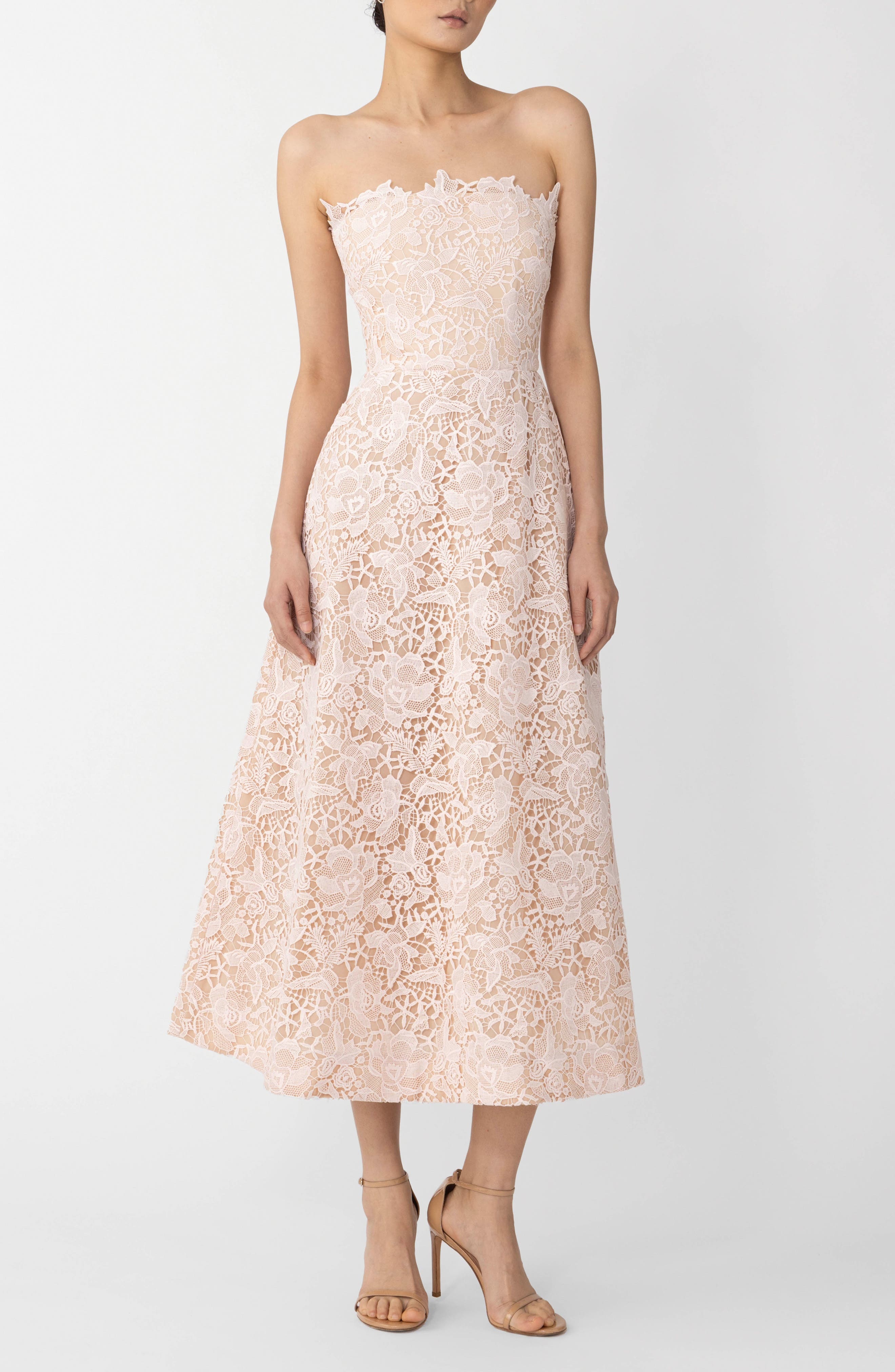 SAU LEE Rosalia Strapless Lace Dress in Sheer Pink at Nordstrom - 3