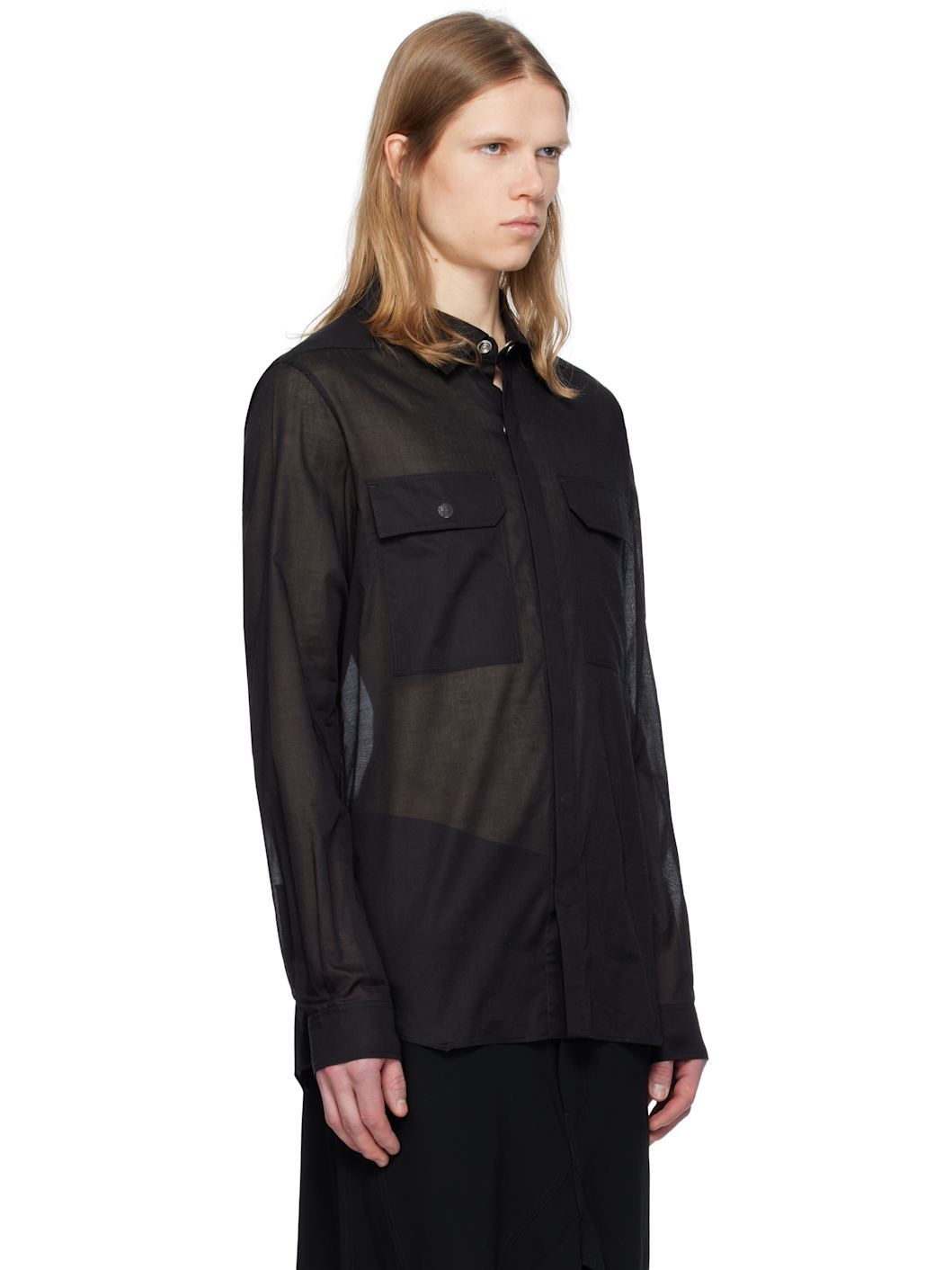 Black Hollywood Cotton Voile Shirt - 2