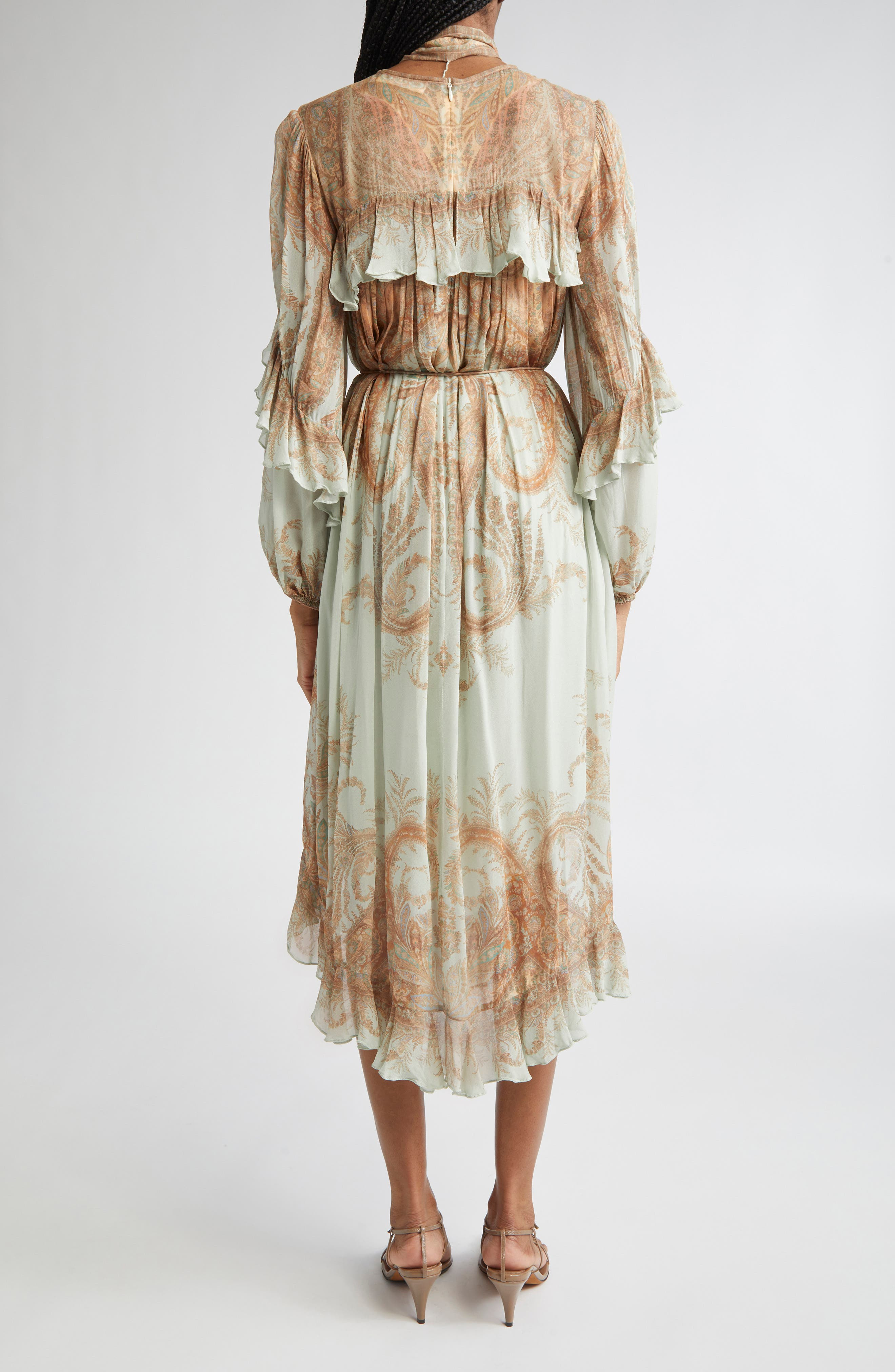 Zimmermann Memento Flutter Paisley Long Sleeve Midi Dress in Mint Paisley at Nordstrom - 2