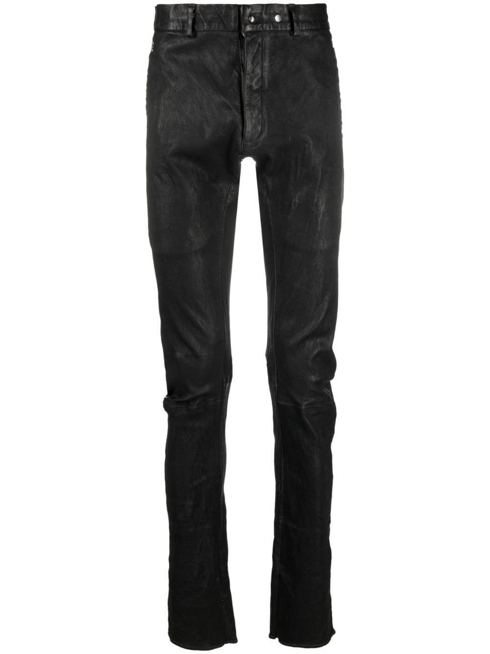 low-rise button-up leather trousers - 1