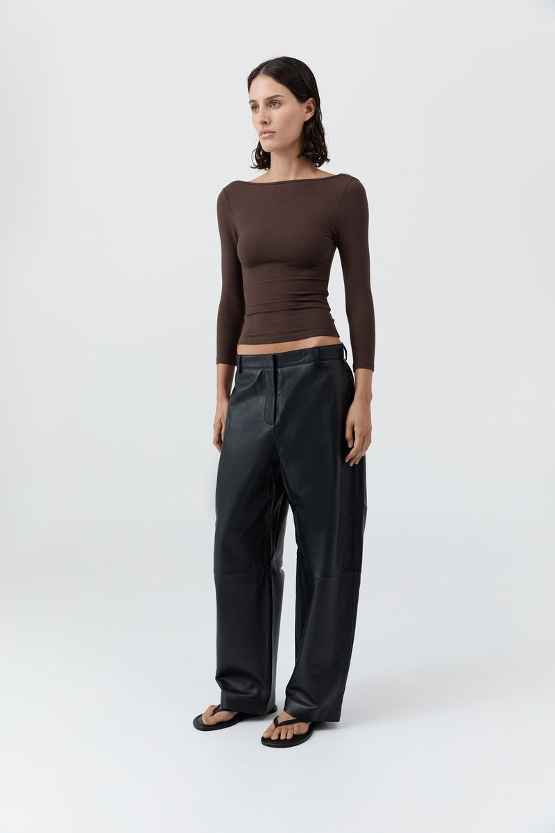 ST. AGNI Soft Jersey Ballerina Top - Liqueur outlook