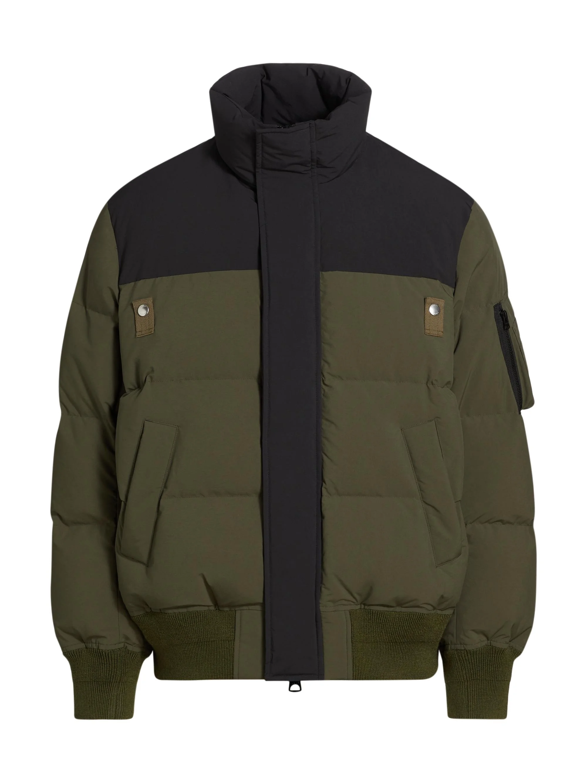 Men's Two-Tone Puffer Jacket - Khaki - 1