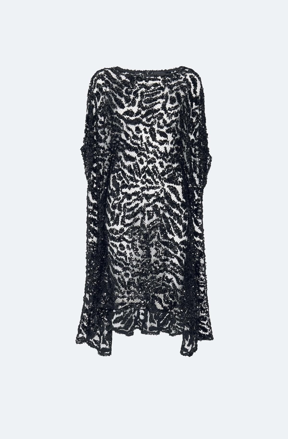 Abstract Sequin Cape Dress - 1