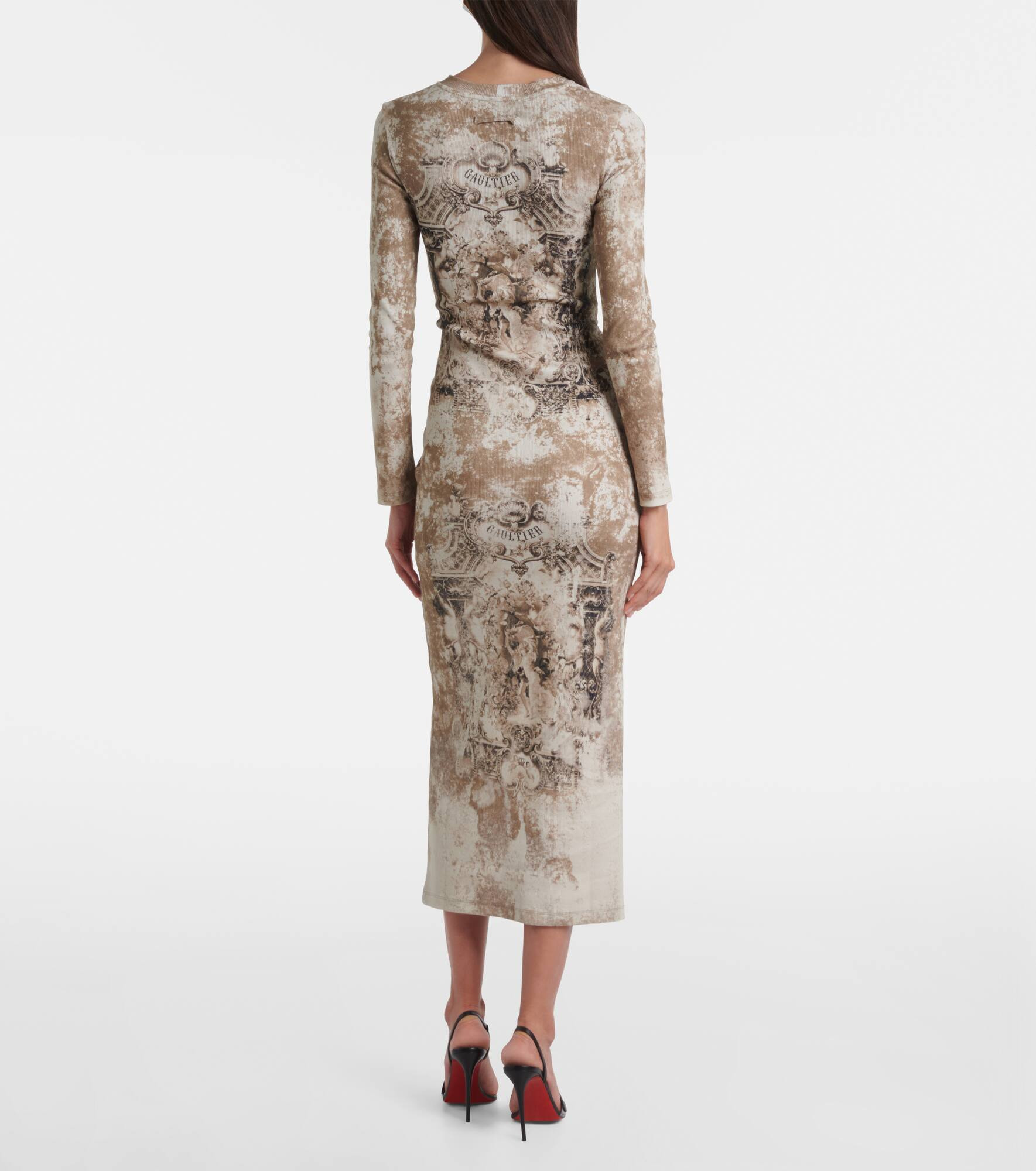 Médaillon cotton-blend jersey midi dress - 3