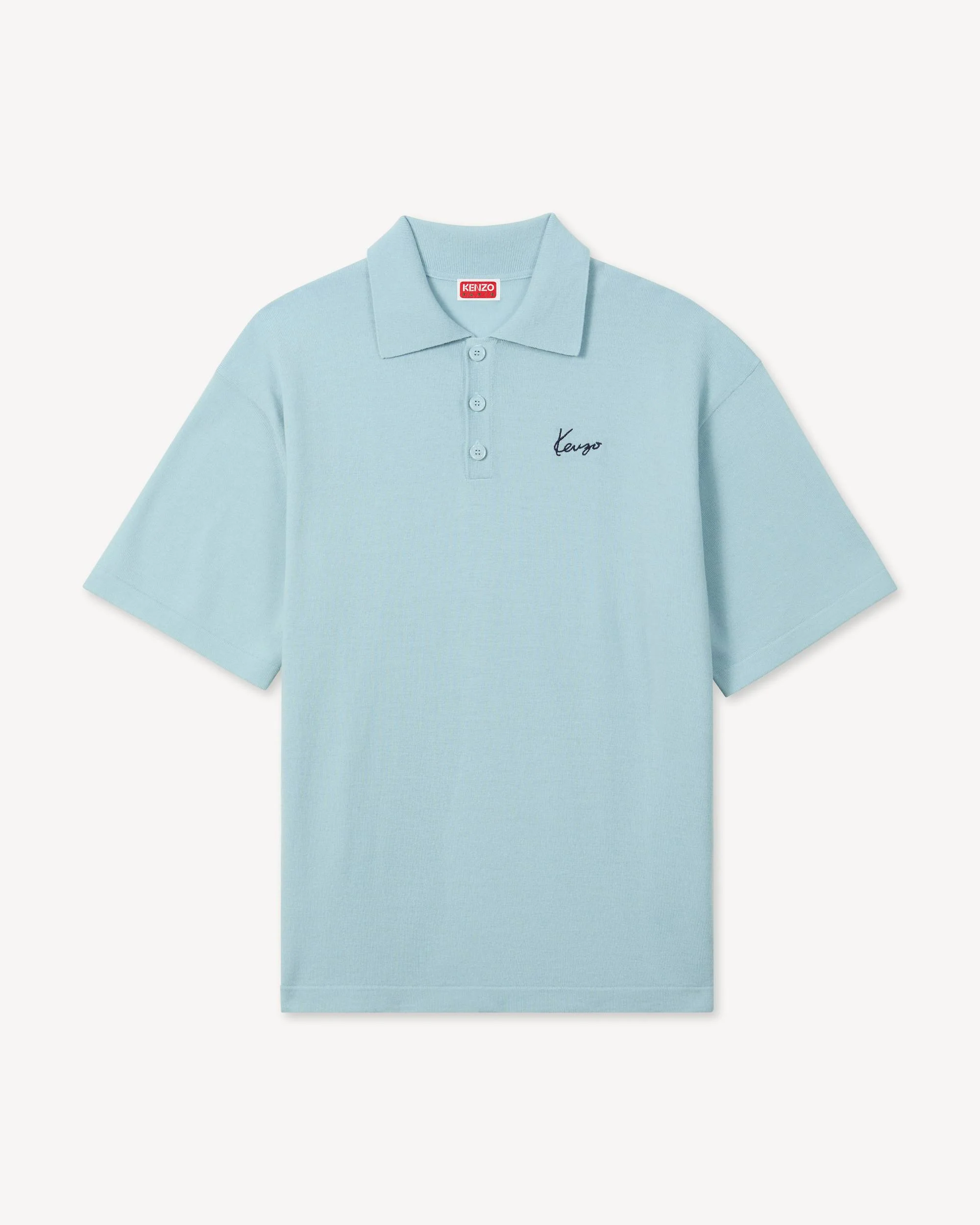 'KENZO Signature' embroidered polo in merino wool - 1