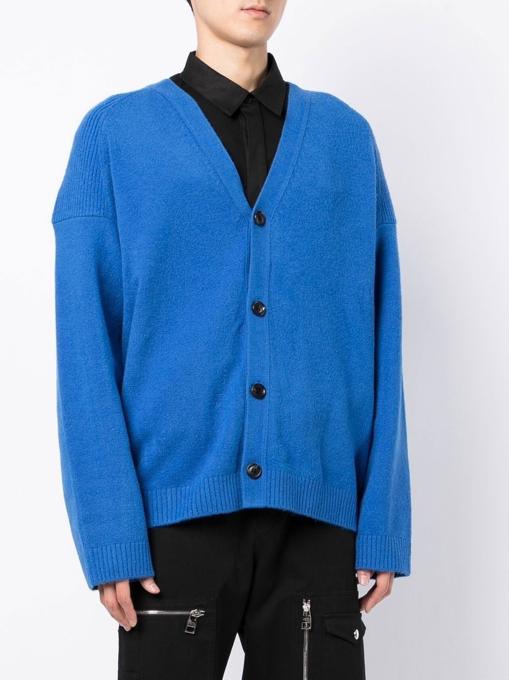 logo-knit v-neck cardigan - 3