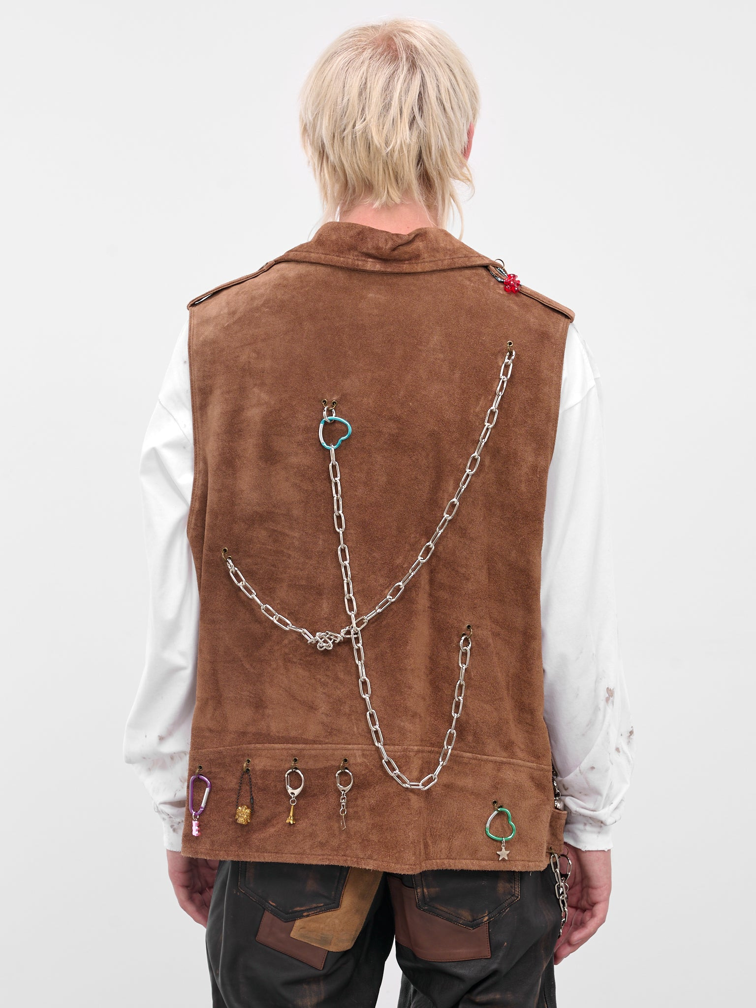 Brown Suede Charmed Biker Vest - 3