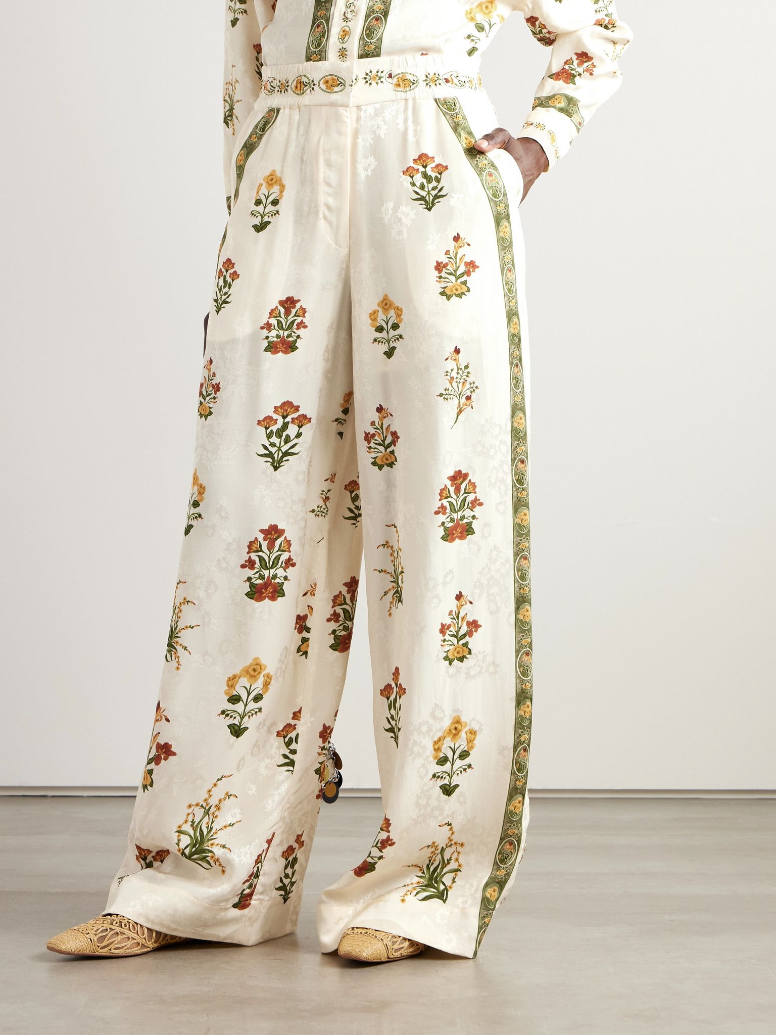 Tota Canna jacquard wide-leg pants Cream - 3