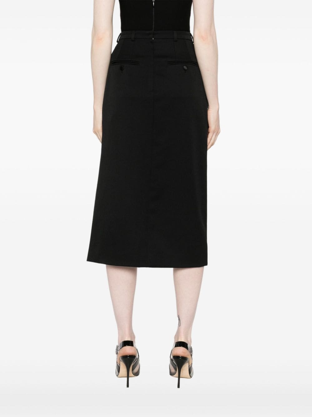 gabardine virgin-wool midi skirt - 4