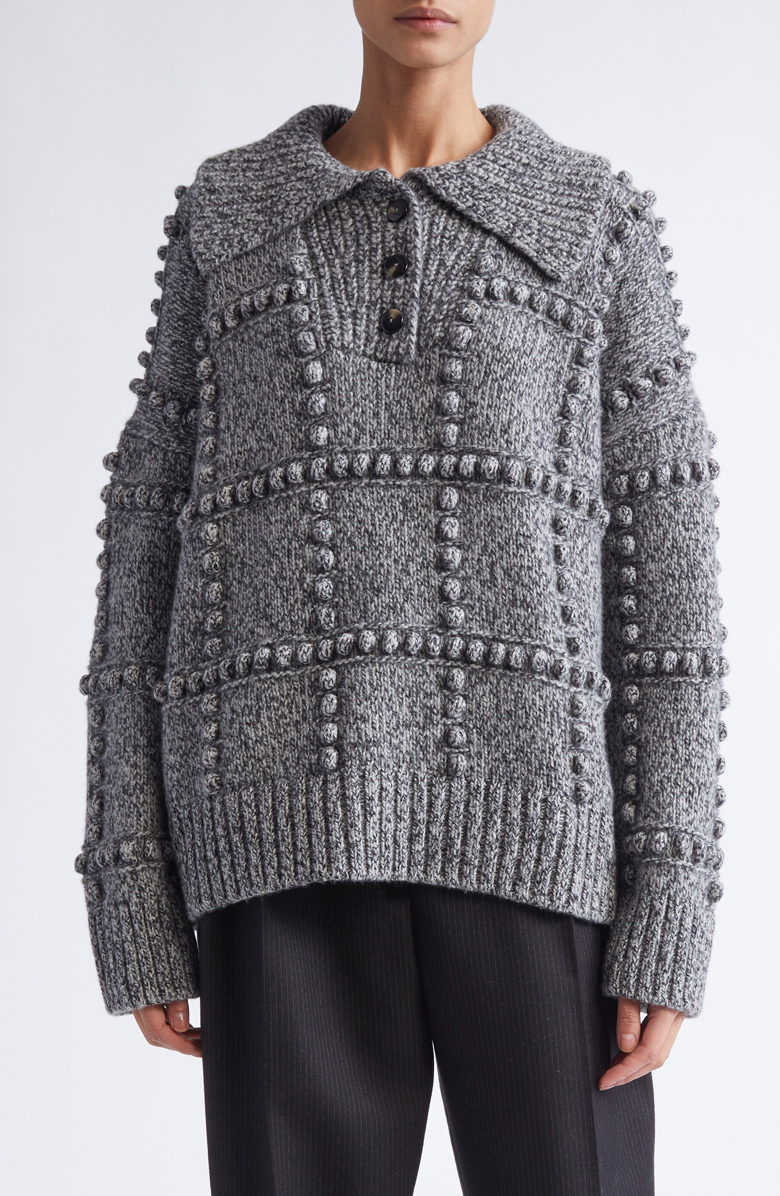 Altuzarra Mitch Merino Wool Sweater in Grey Melange at Nordstrom - 1