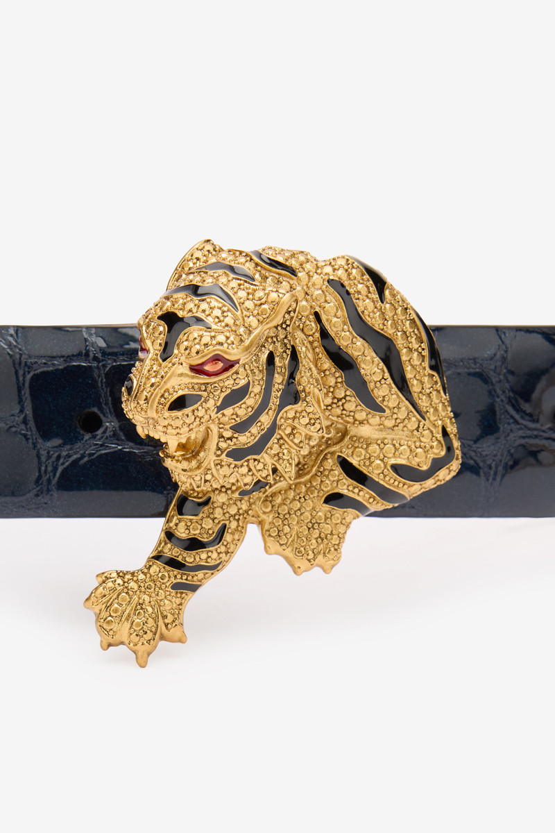 Crocodile-Effect Belt With Bejeweled Tiger 3