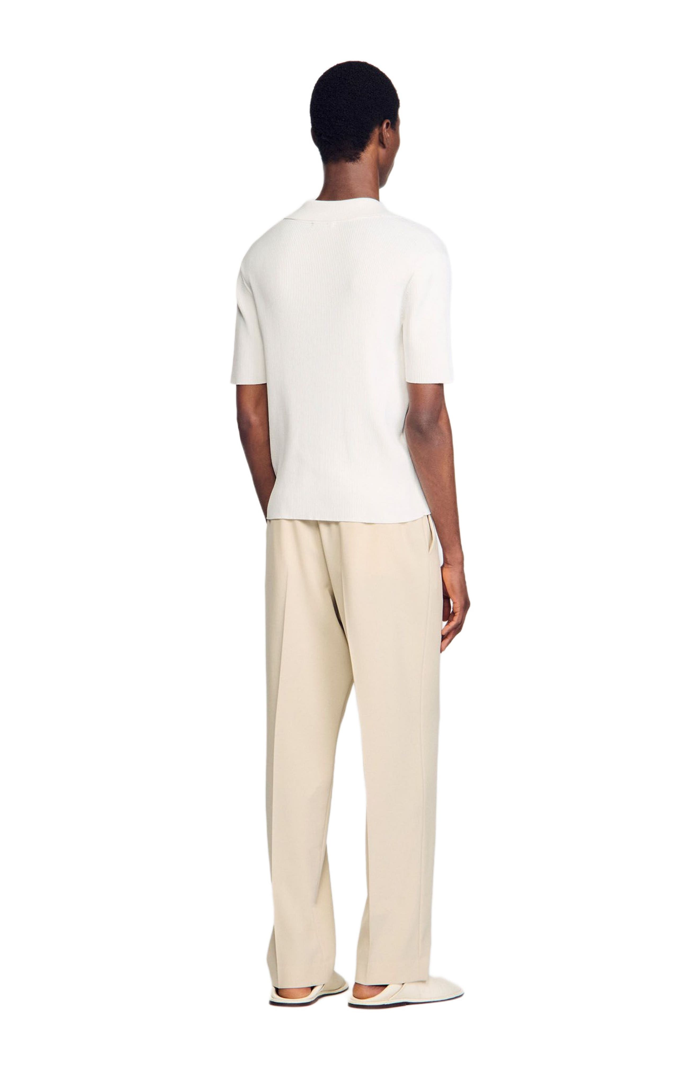 SANDRO Rib knit polo shirt in Optic White at Nordstrom - 2