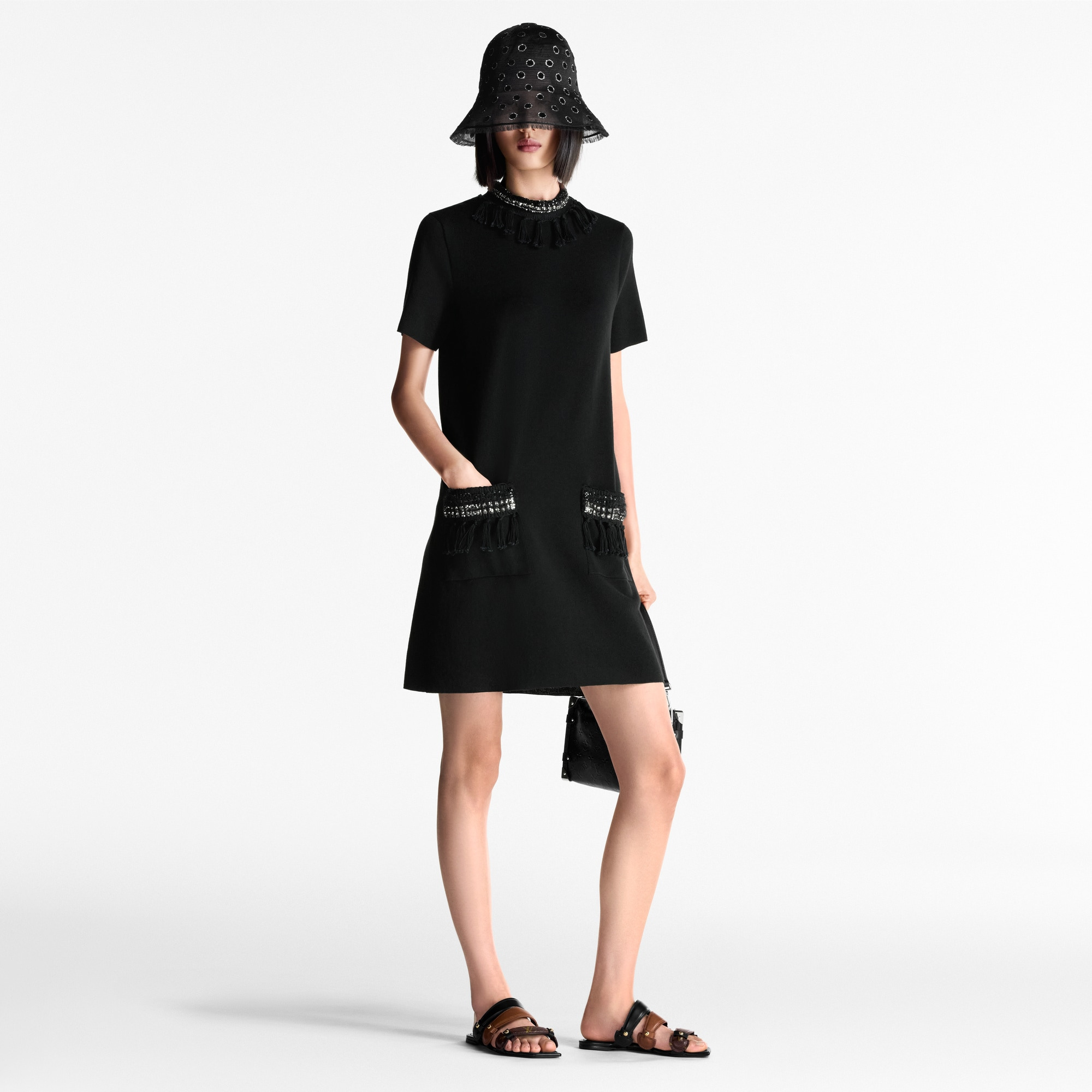Fringe Trim Knit Dress - 4