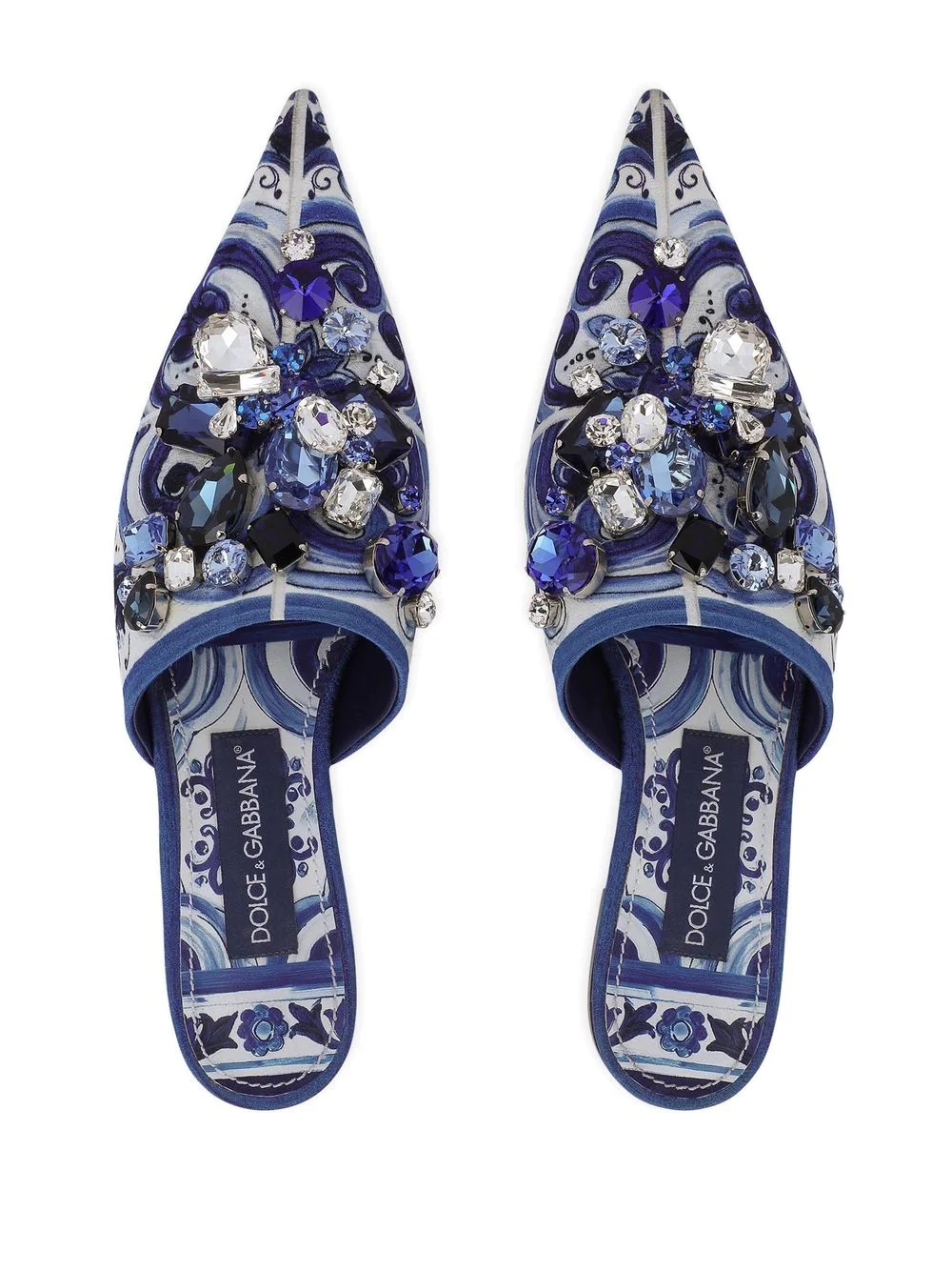 embellished jacquard slippers - 4