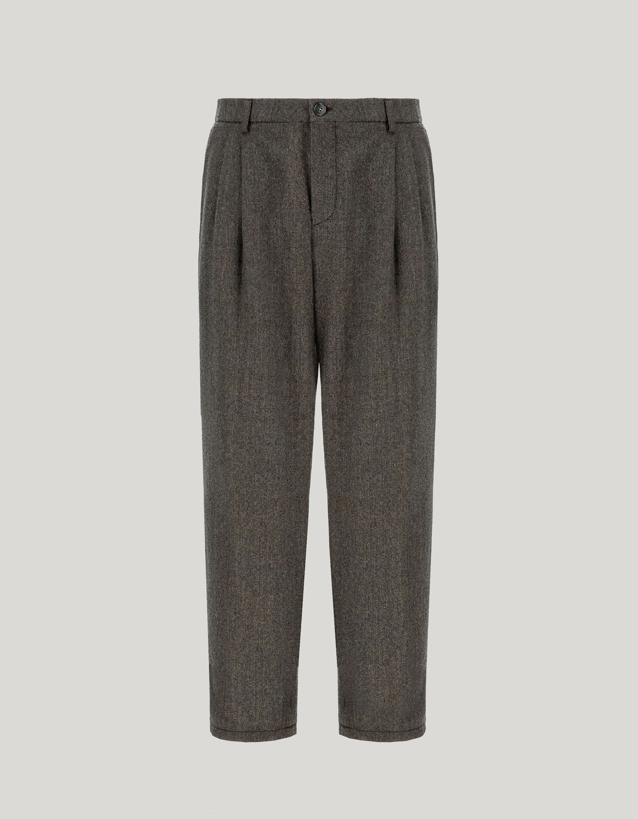 TAUPE FLANNEL IMPECCABILE WOOL CHINOS WITH TWO DARTS - 1