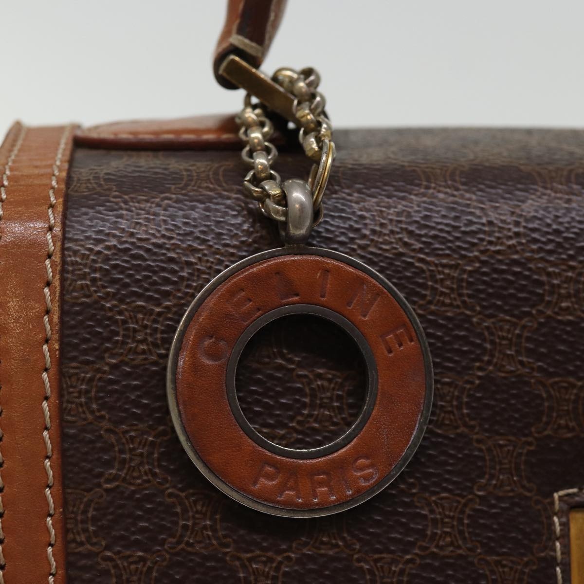 CELINE Macadam Canvas Hand Bag Pvc Brown - 14